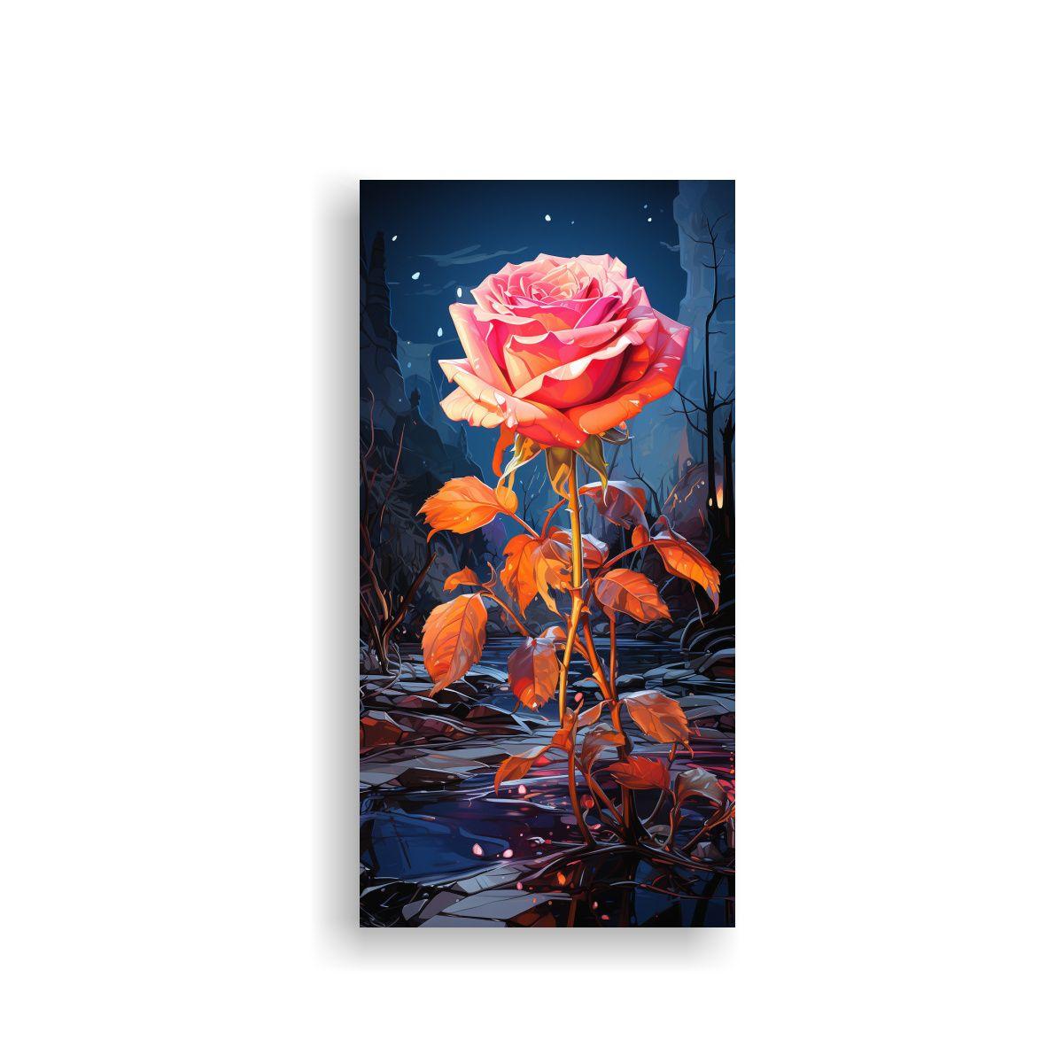 Cuadro De Arte Pop Con Elegante Rosa En Tono 40x80cm-0