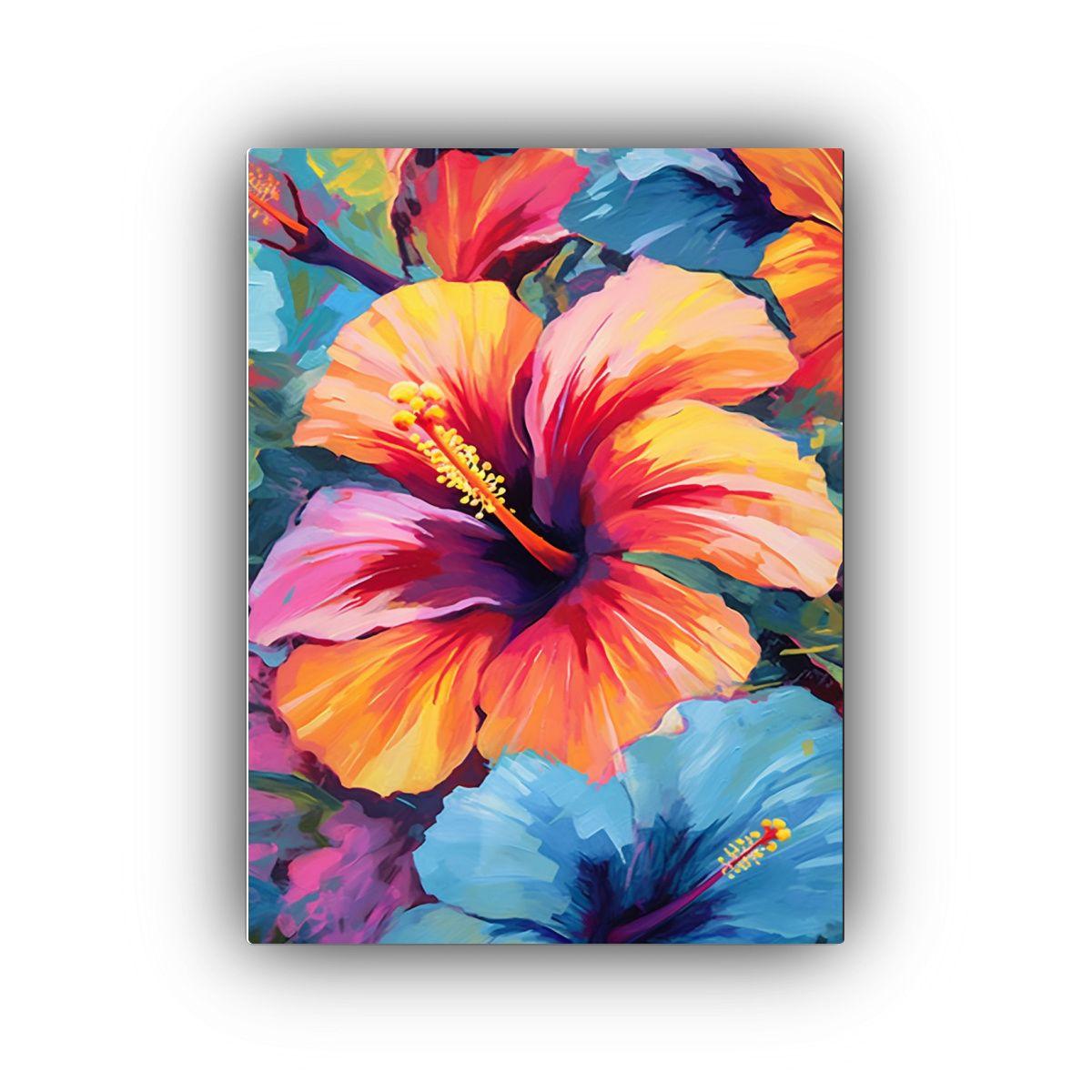 Cuadro Decoración Floral De Hibisco En Vibrantes 20x30cm-0