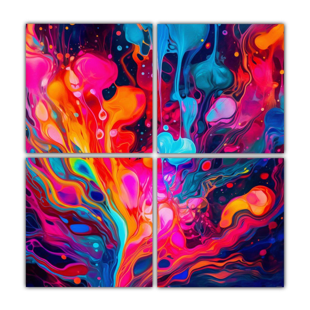 Pintura Abstracta Rectangular En Vivos Colores 180x180 Cm-0