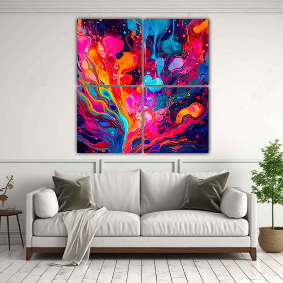 Pintura Abstracta Rectangular En Vivos Colores 180x180 Cm-2
