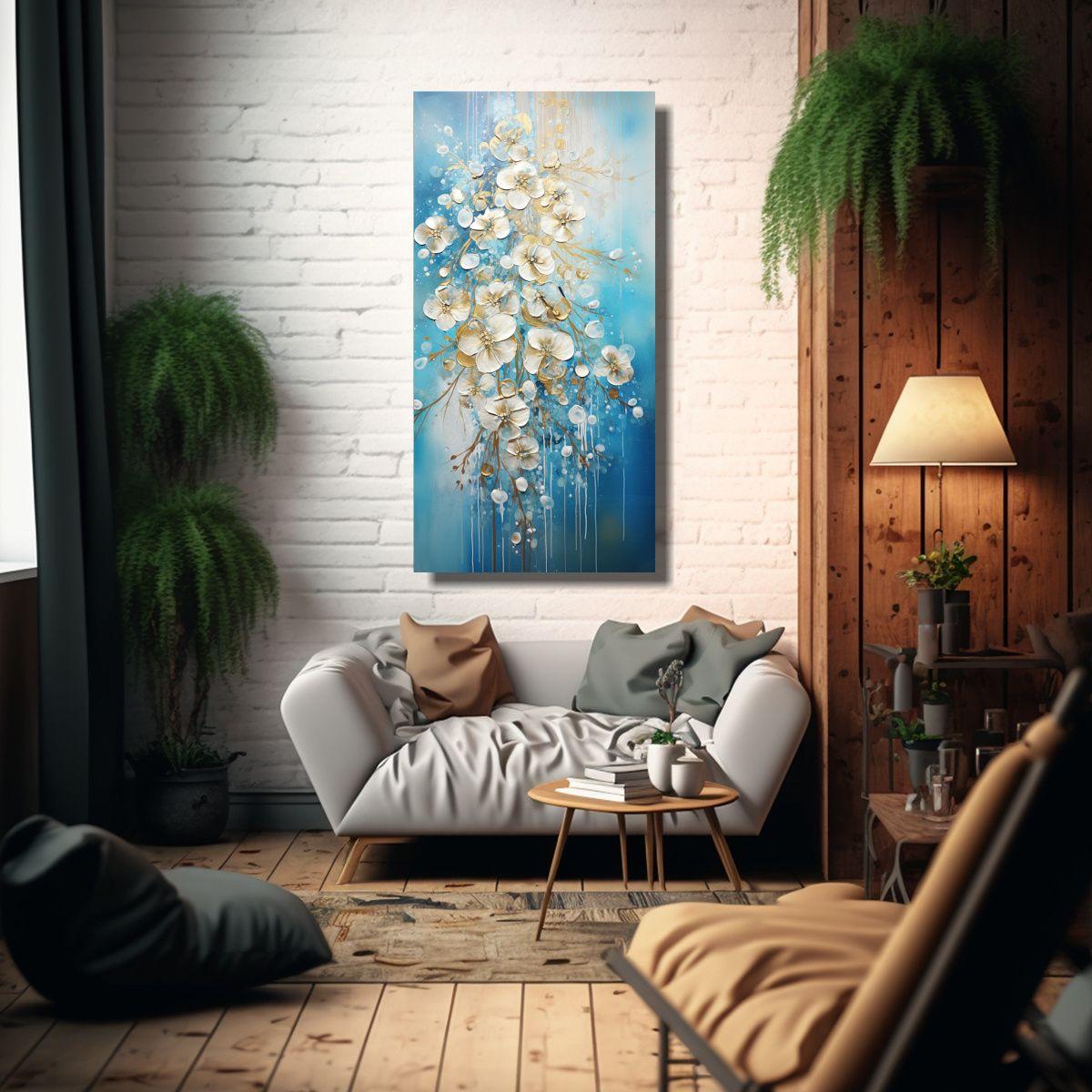 Pintura Cuadro Colorida Y Dorada Para Decoración 70x140cm-2