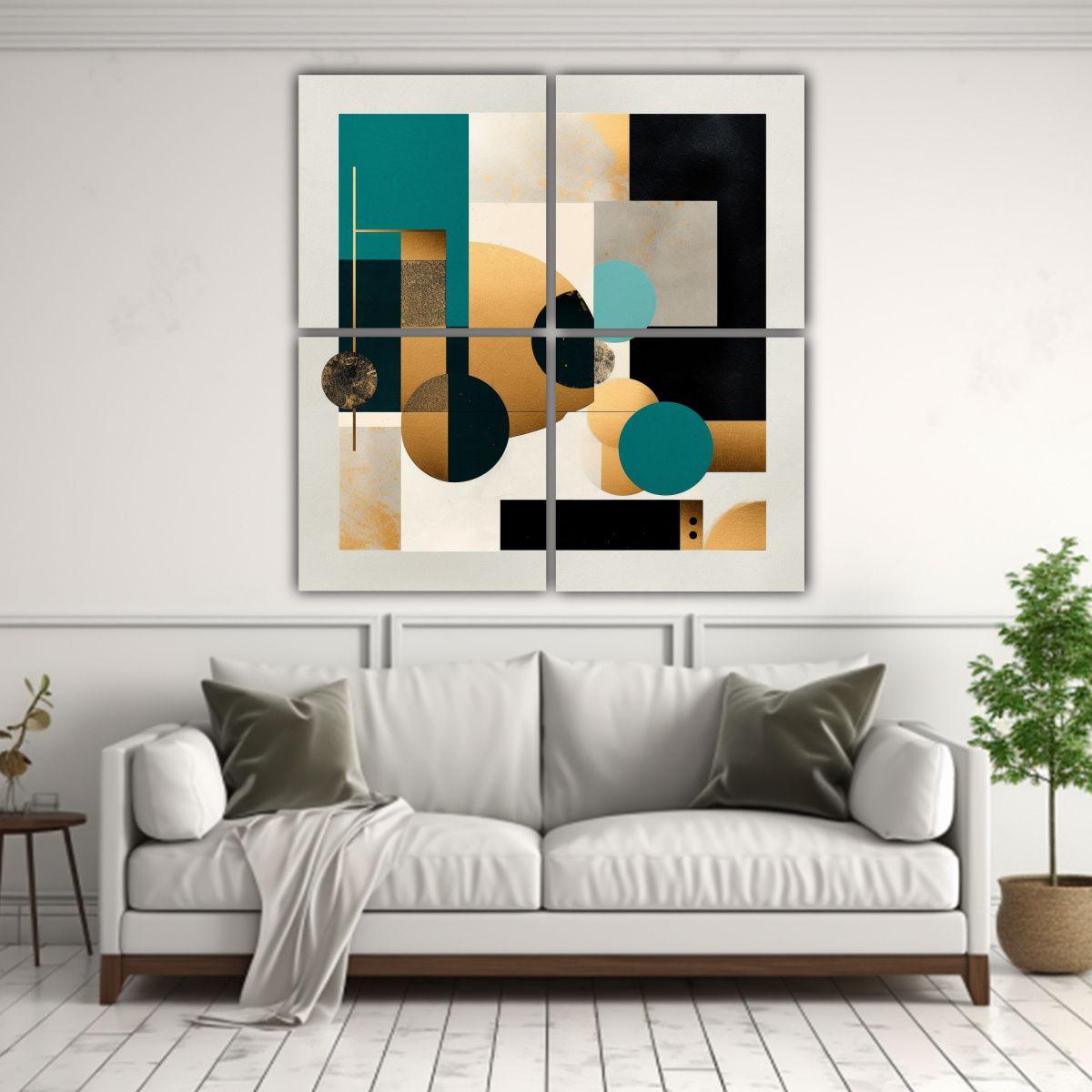 Cuatro Telas En Bastidor Decorativo Alta 80x80 Cm-2