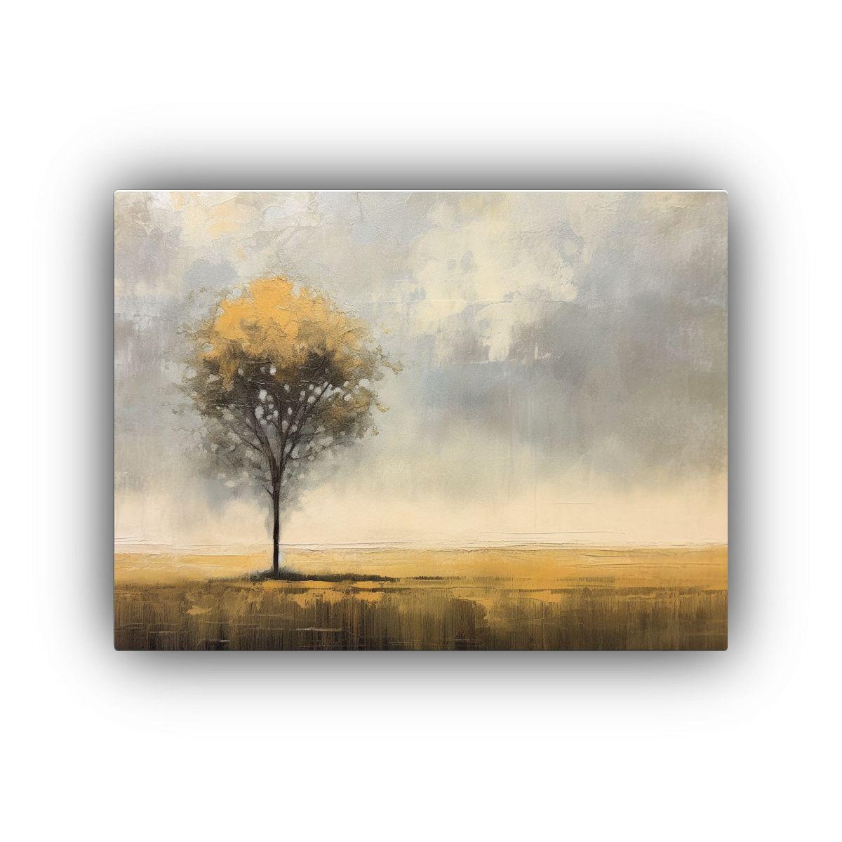 Pintura En Lienzo Abstracta Con árbol Central: Estilo Moder 65x50cm-0