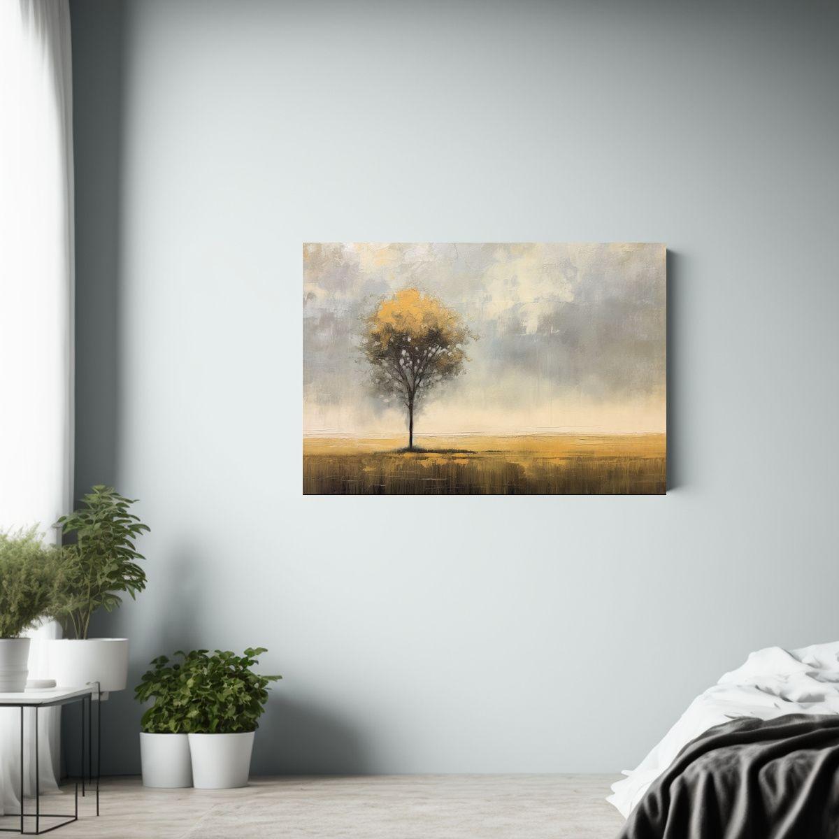 Pintura En Lienzo Abstracta Con árbol Central: Estilo Moder 65x50cm-2
