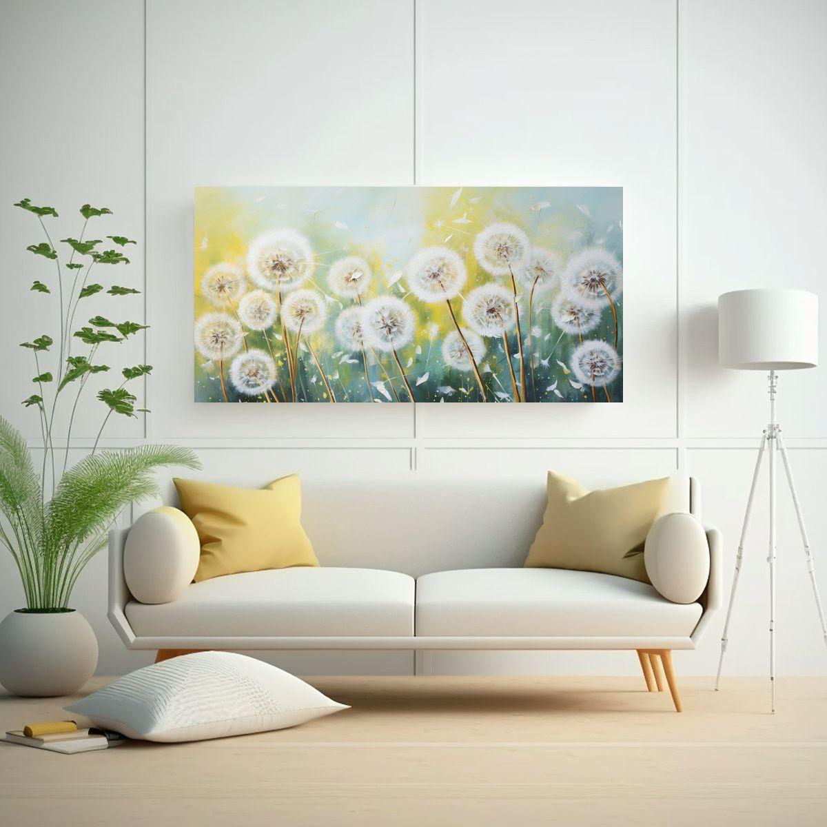 Pintura Abstracta De Diente De León En Estilo 100x50 Cm-2