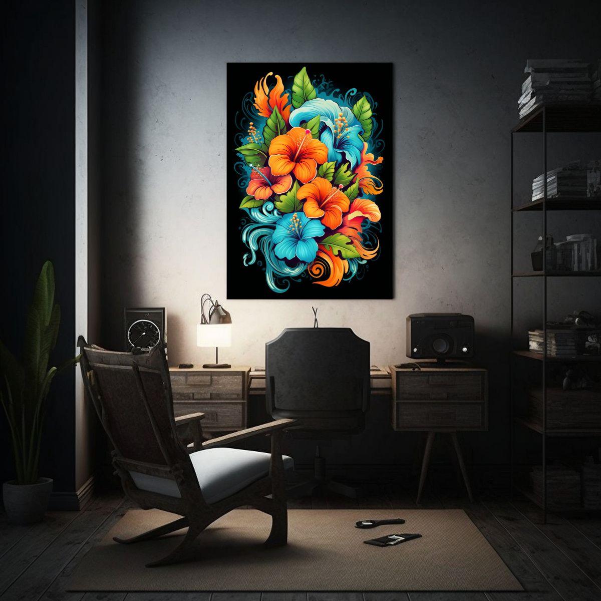 Cuadro Floral Moderno Con Colores Vivos 60x90cm-2