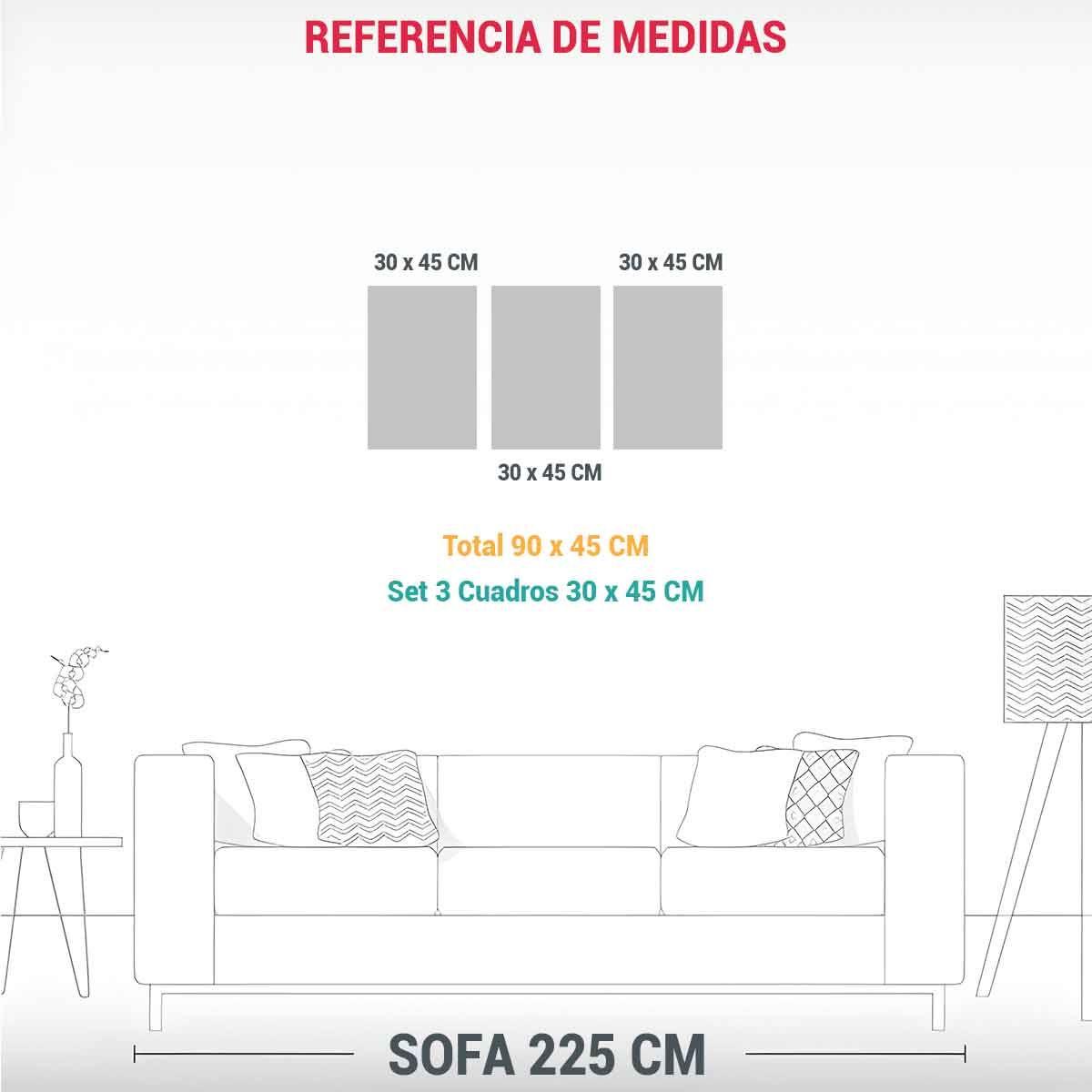 Conjunto 3 Composiciones Decorativo Moderno 90x45 Cm-1
