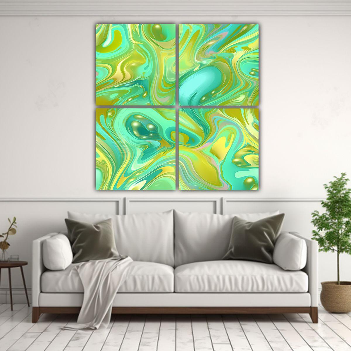 Pinturas Decorativas De 4 Composiciones De Dibujo 180x180 Cm-2