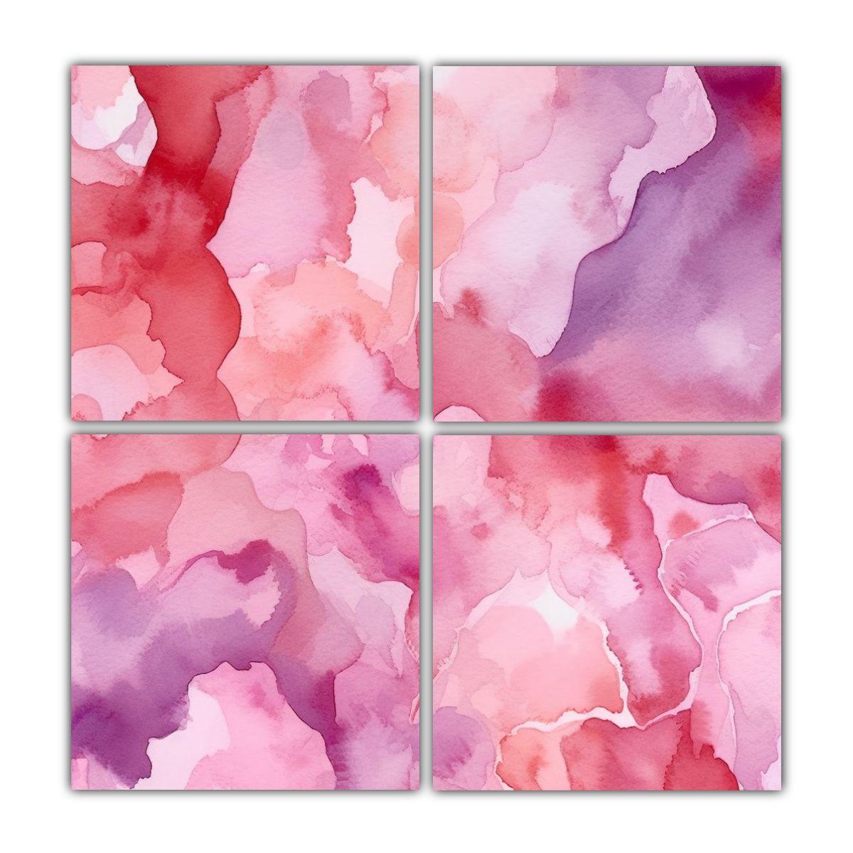 Cuatro Cuadros Alta Calidad Hermoso Fondo Rosa En 60x60 Cm-0