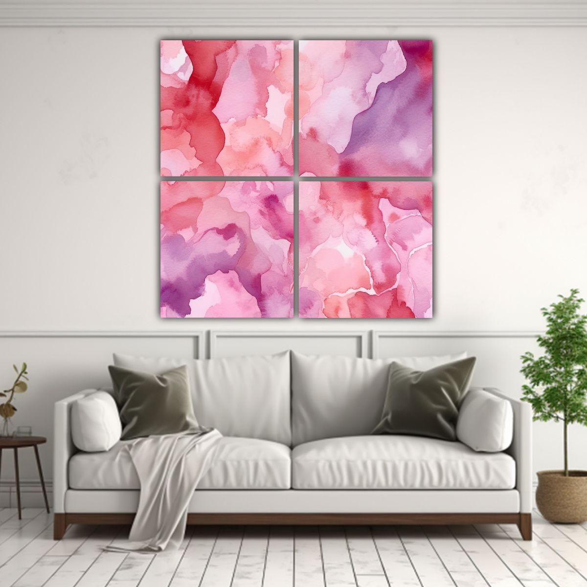 Cuatro Cuadros Alta Calidad Hermoso Fondo Rosa En 60x60 Cm-2