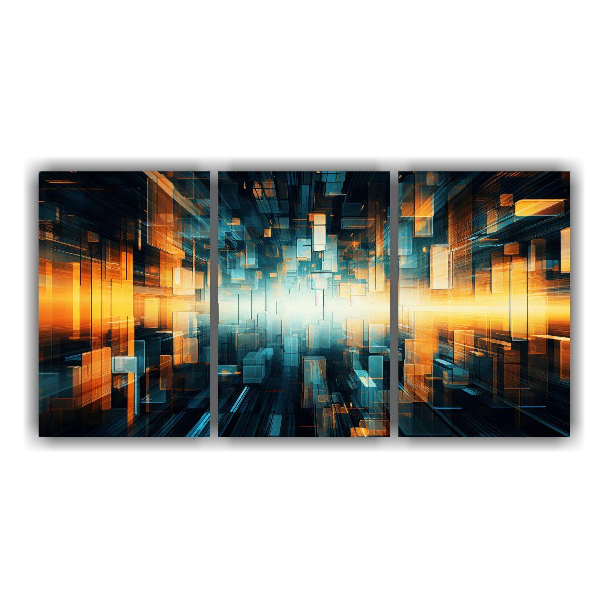 Pintura Abstracta De Tela En Estilo Futurista 180x90 Cm-0