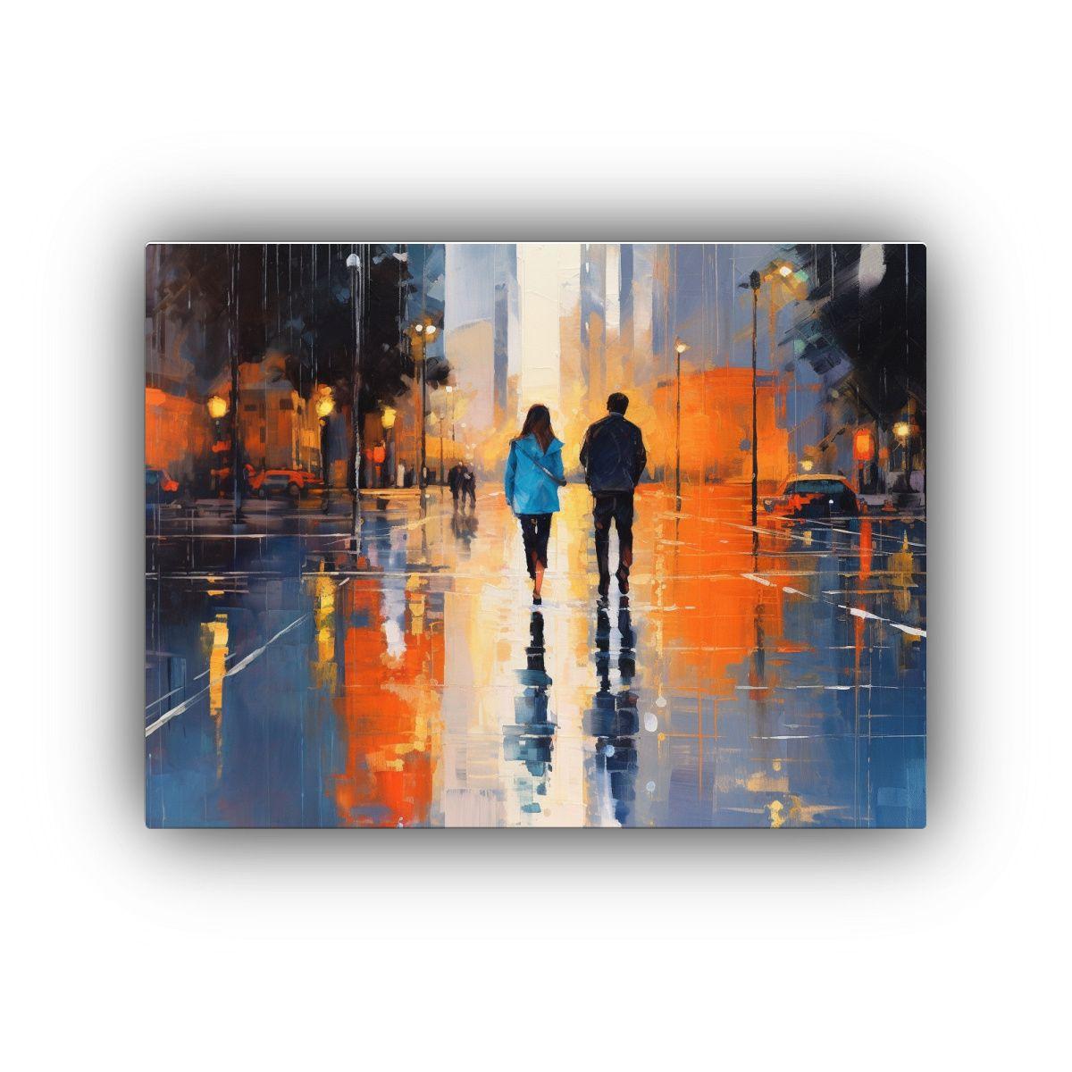 Cuadro De Tela Floral Inspirador Con Personas Paseando 40x30cm-0