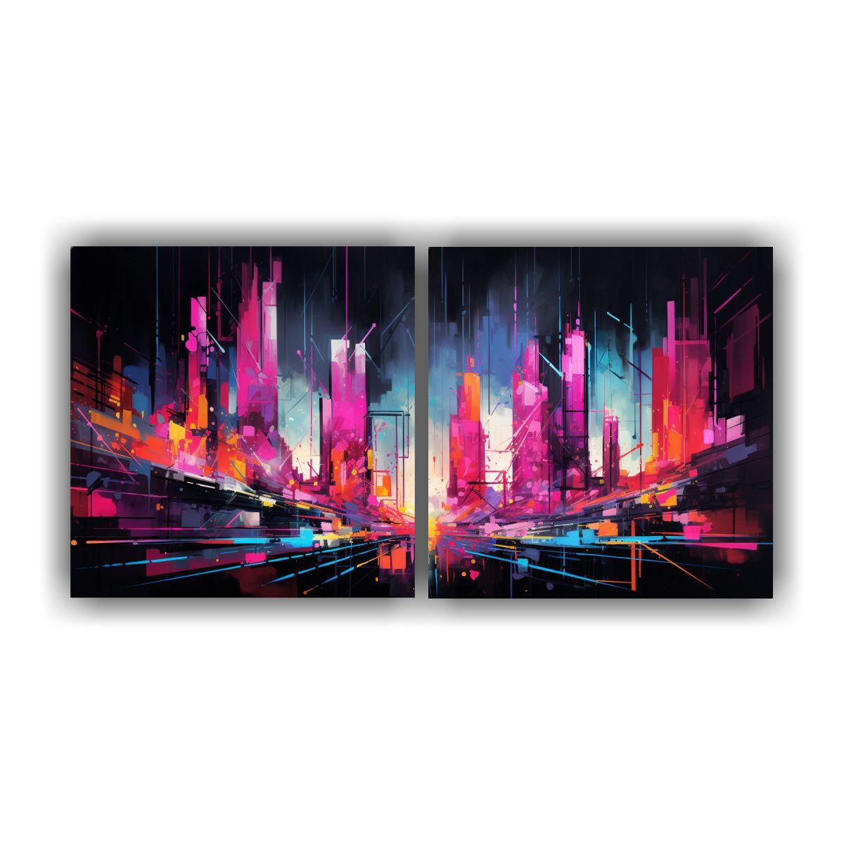 Dos Canvas Abstracto Esquema De Composición 160x80 Cm-0