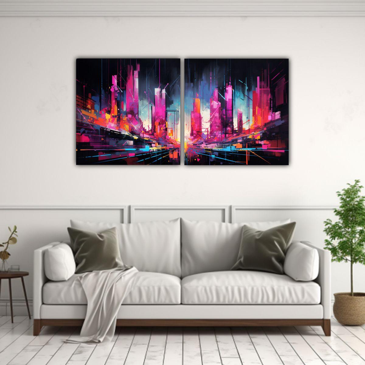 Dos Canvas Abstracto Esquema De Composición 160x80 Cm-2