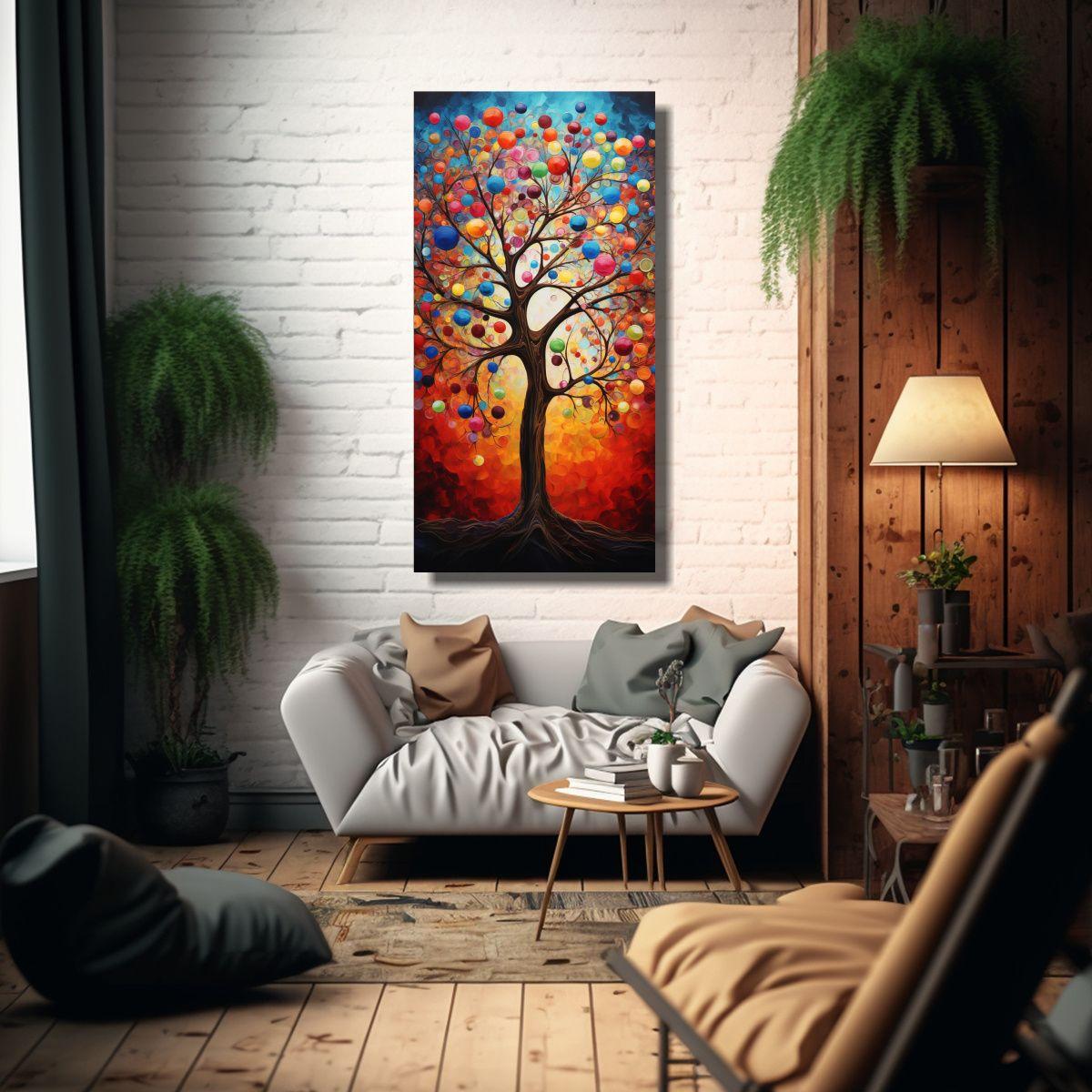 Pintura Abstracta De árbol De La Vida En Colores 70x140cm-2