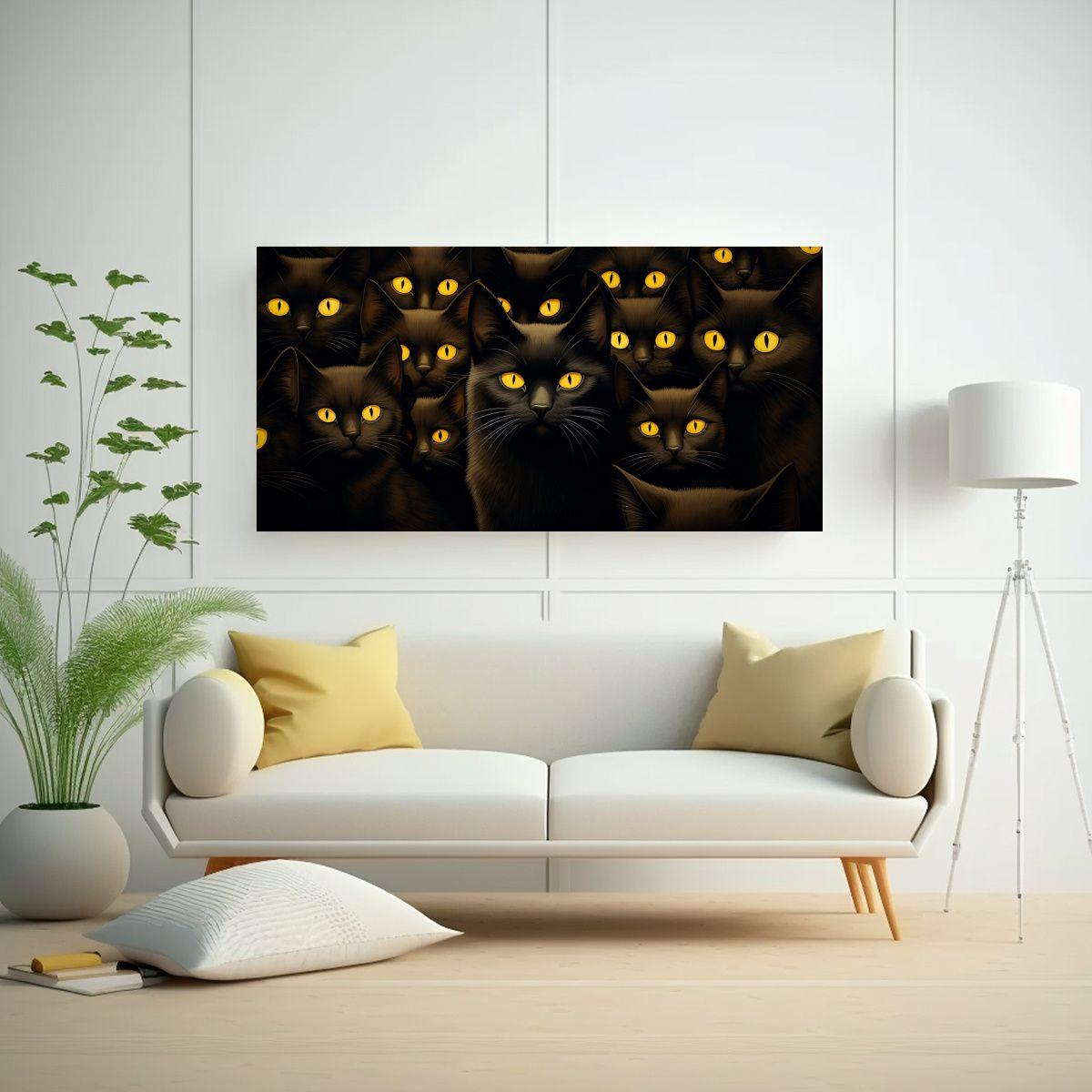 Cuadro De Lienzo Horizontal De Gatos En Acción 160x80cm-2