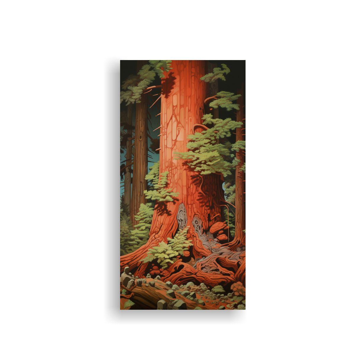 Pintura Abstracta De árbol De Secuoya Roja Estilo 70x140cm-0