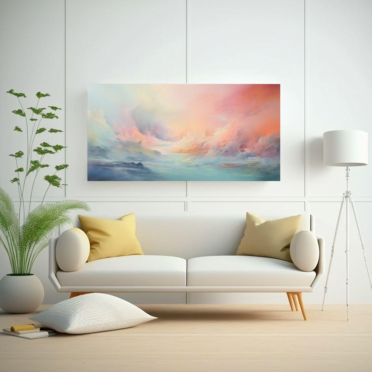 Paisaje Abstracto Con Colores Pastel Para 160x80 Cm-2