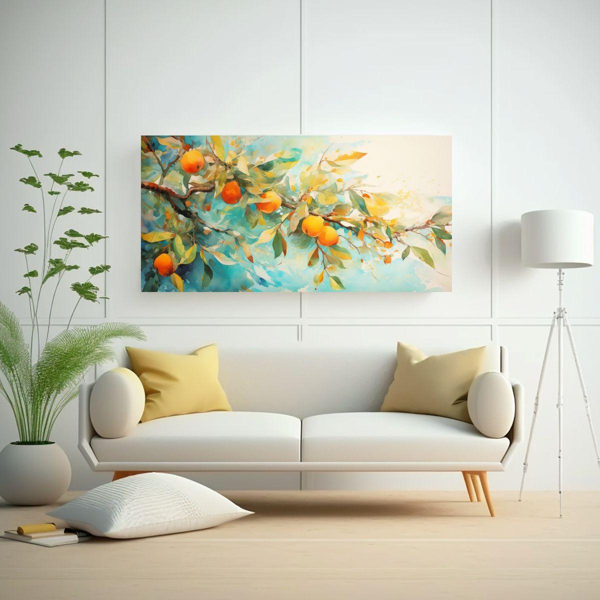 Pintura Abstracta Relieve árbol Mango Turquesa Y 80x40 Cm-2
