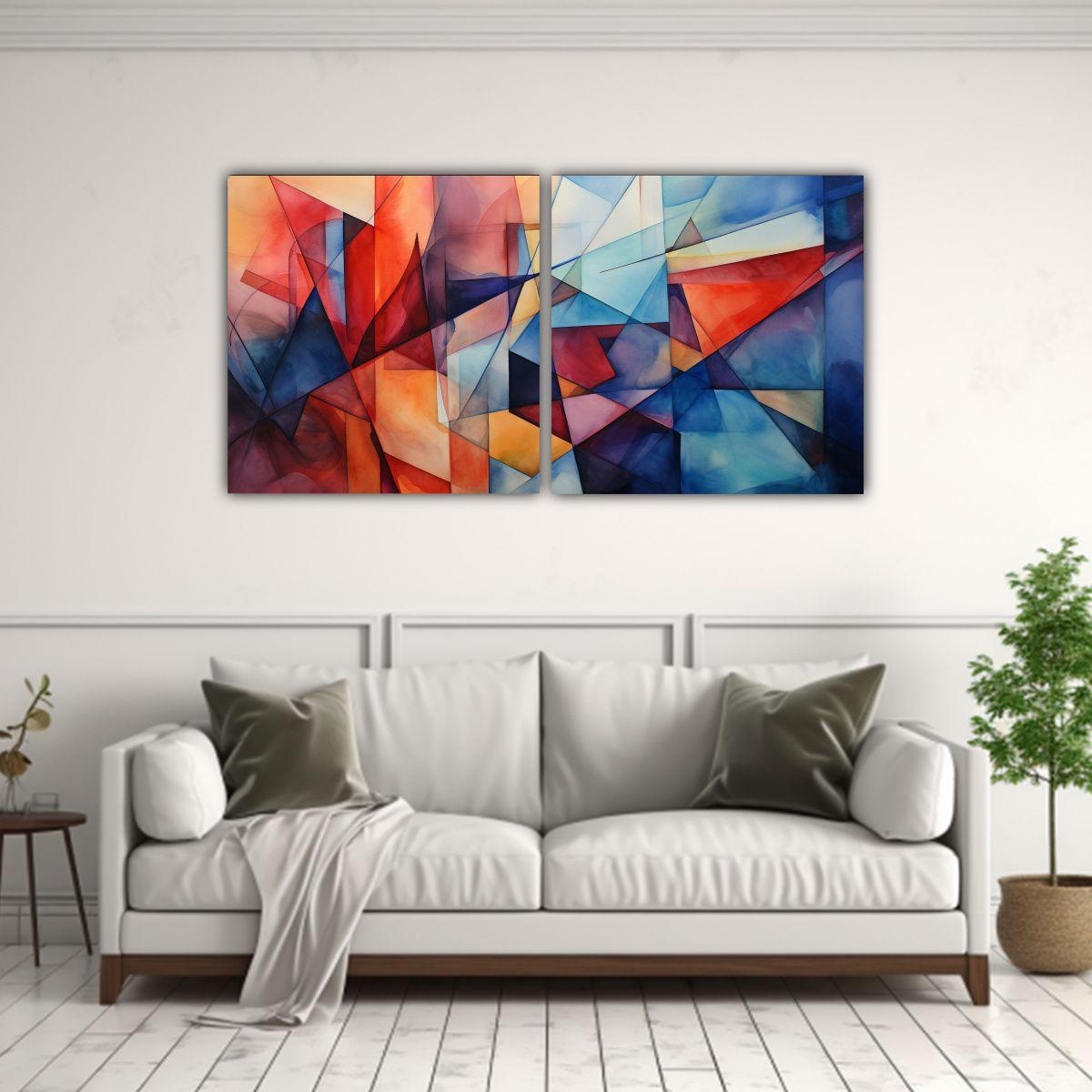 Conjunto 2 Lienzos Tela Expresión Calma Fusión 120x60 Cm-2
