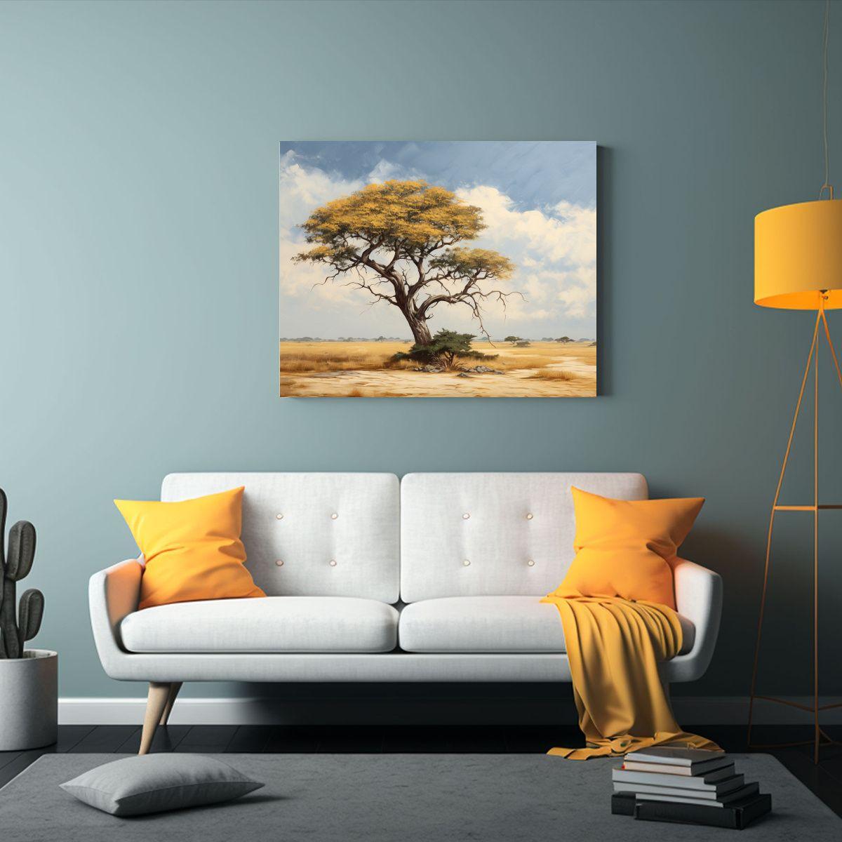 Pintura Abstracta De Dibujo Urbano Con árbol De Acacia 40x30cm-2