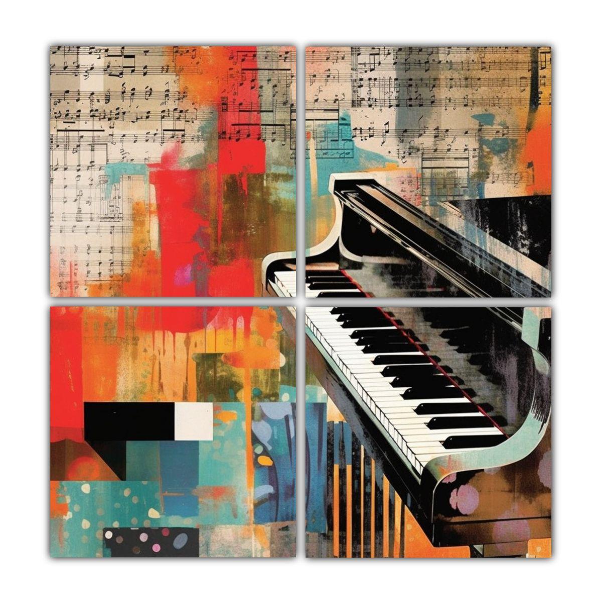 4 Cuadros Estilo Galería Para Cocina: Combina 40x40 Cm-0