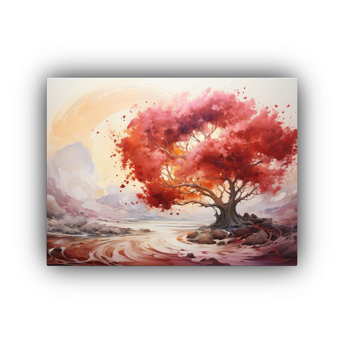 Cuadro Abstracto Moderno De Un Árbol De Sauce En Colores Ro 40x30cm-0