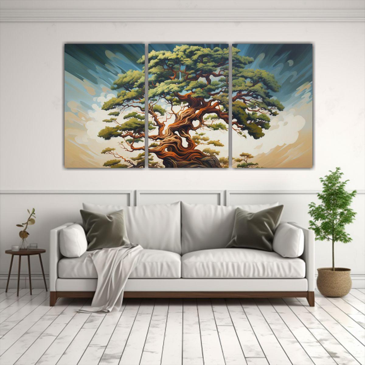 Pintura Abstracta Vida De Un árbol De Cedro 150x75 Cm-2