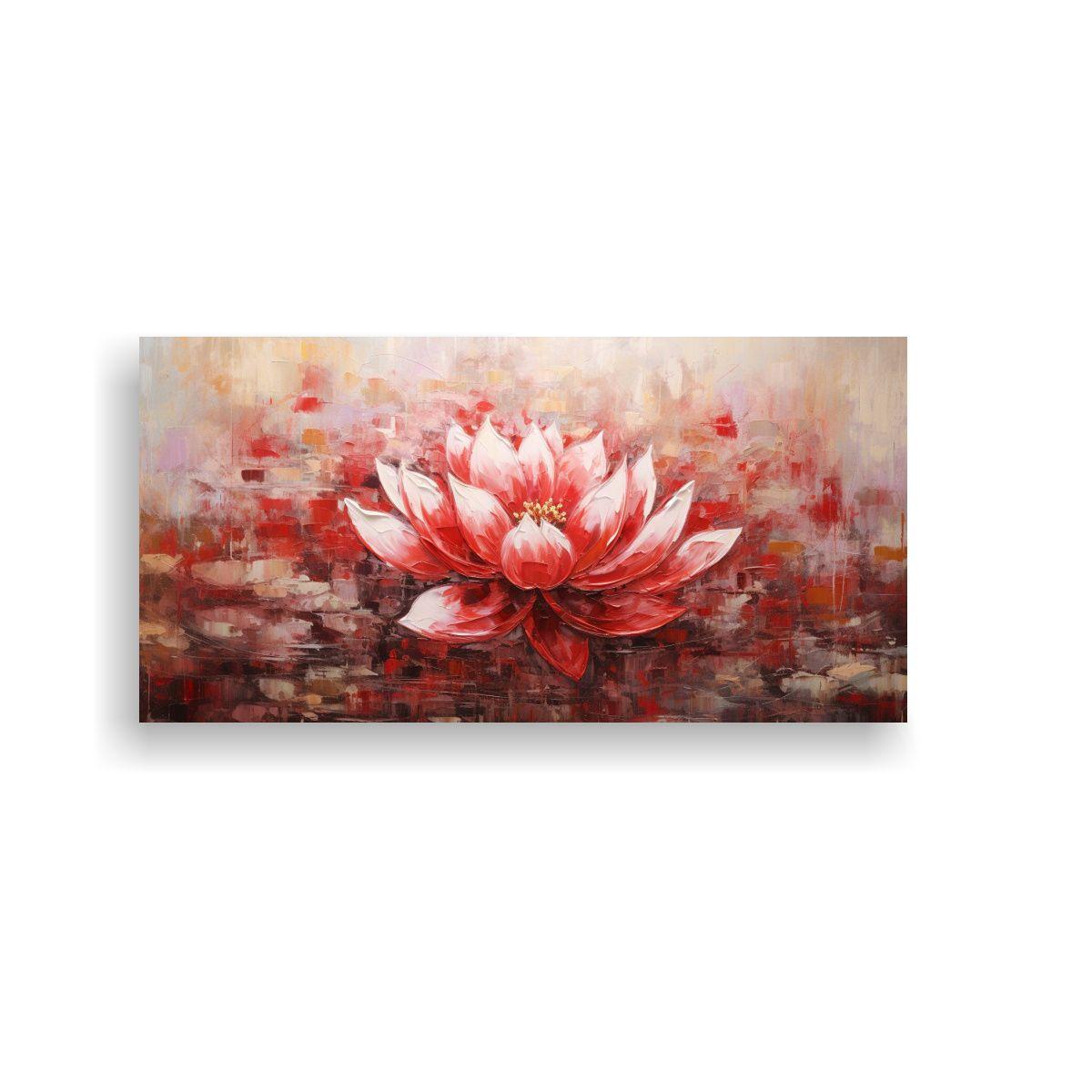 Cuadro Abstracto Estilo Red Lotus En Lienzo: Arte 40x20cm-0