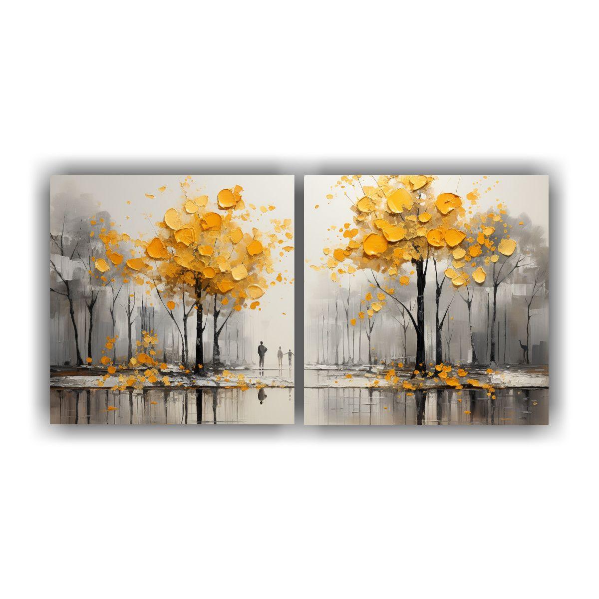 Dos Cuadros De Pared Expresión Mural Pintura 60x30 Cm-0
