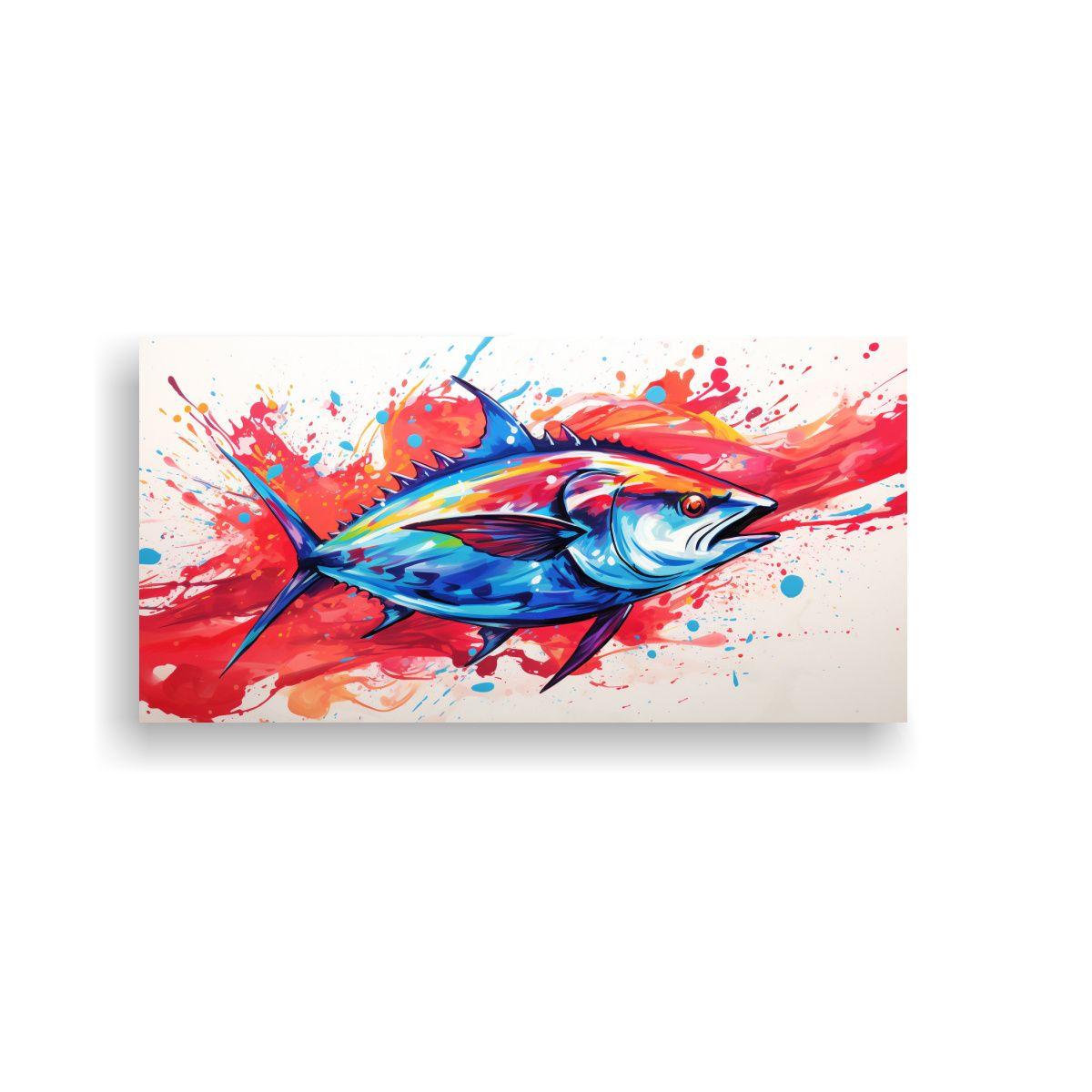 Cuadro Tela Estilo Galería Tunas Escarlata Y Azul 120x60cm-0