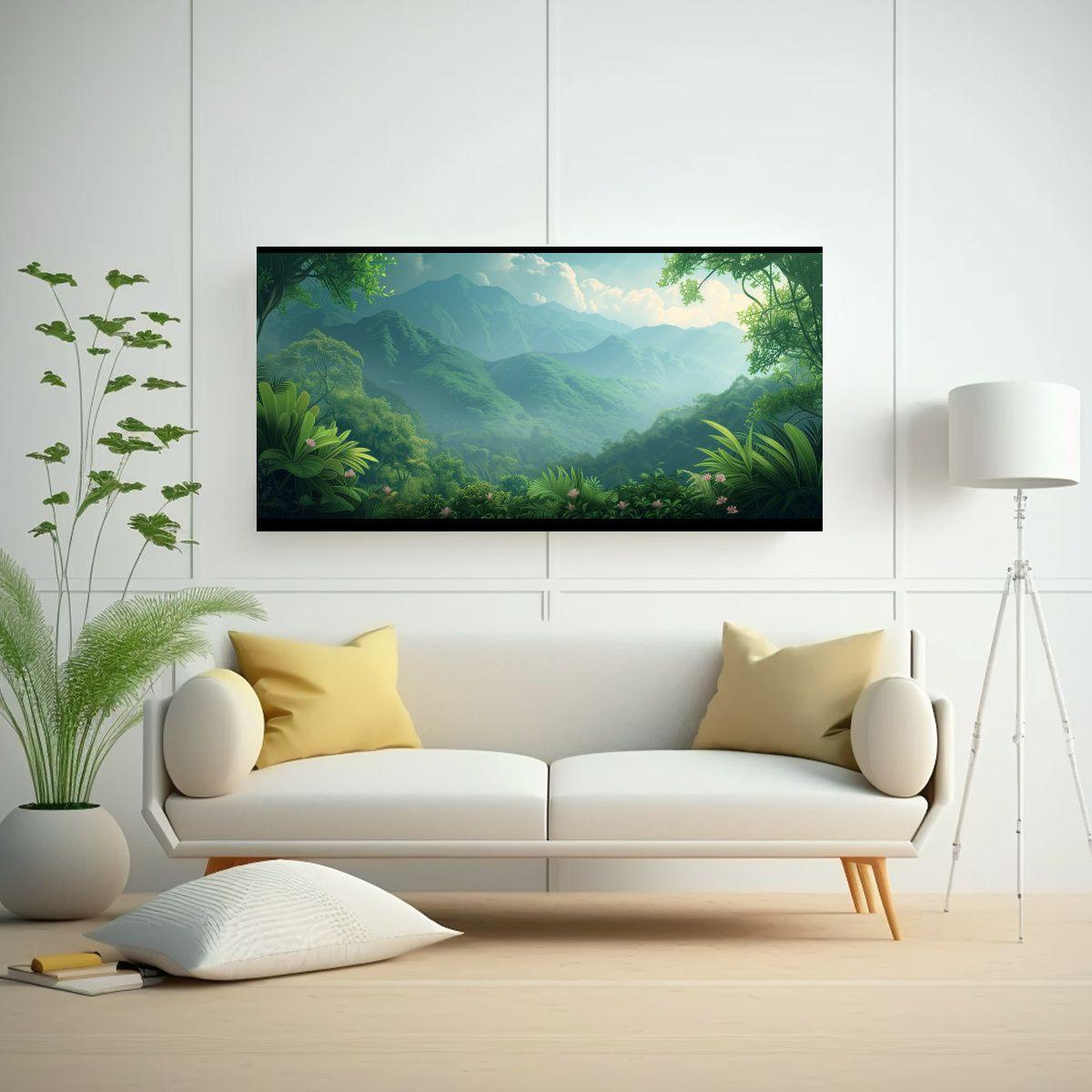 Pintura Decorativa De Acuarela De Montañas 140x70cm-2