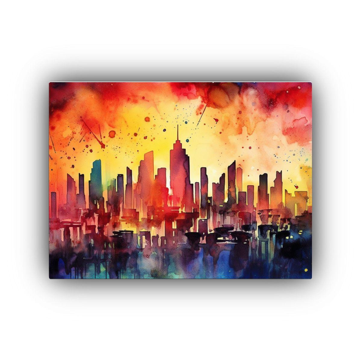 Pintura Urbana: Atrapando La Belleza De Un Horizonte Urbano  65x50cm-0