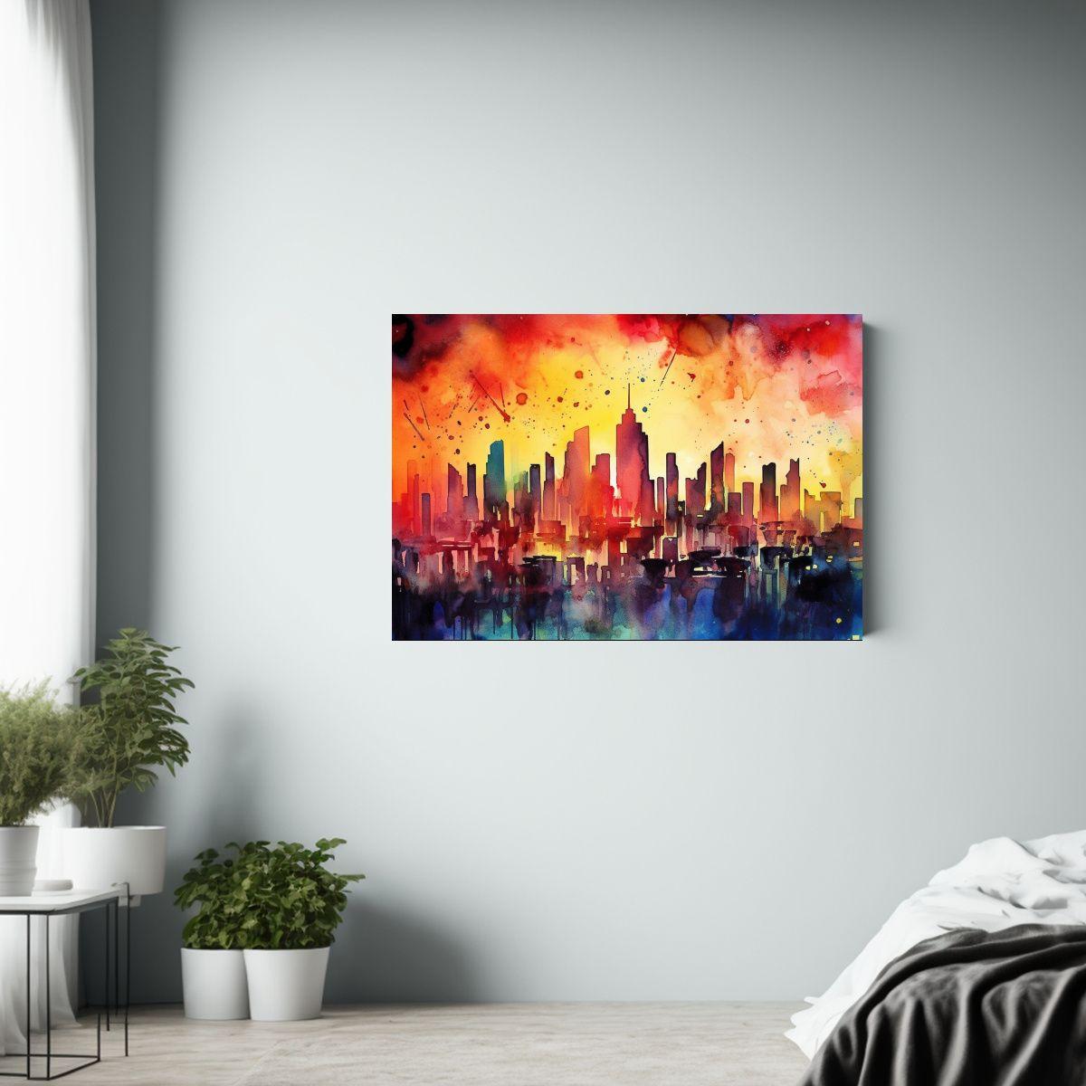 Pintura Urbana: Atrapando La Belleza De Un Horizonte Urbano  65x50cm-2