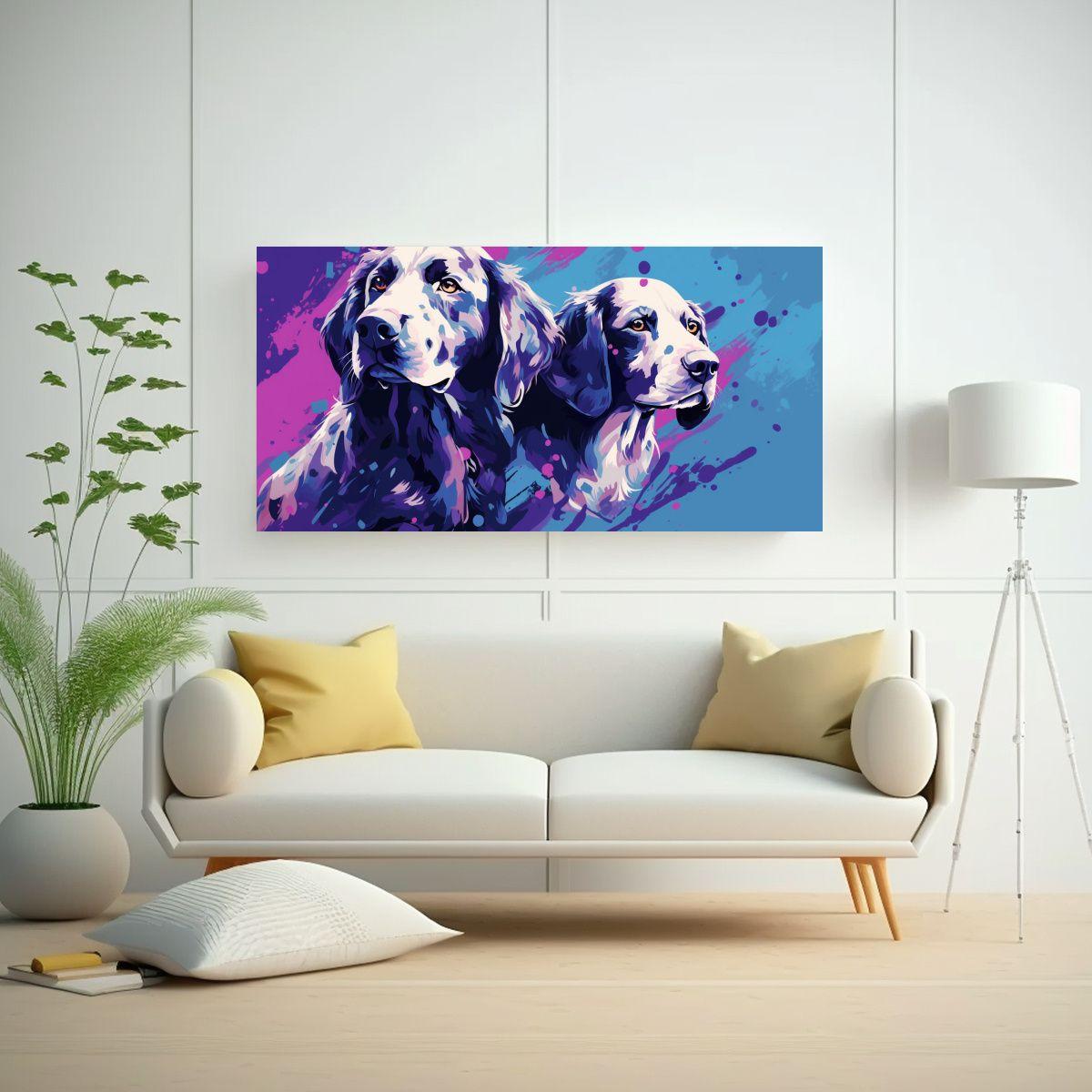Pinturas Acuarela Fine Art Para Sala: Setters En M 120x60cm-2