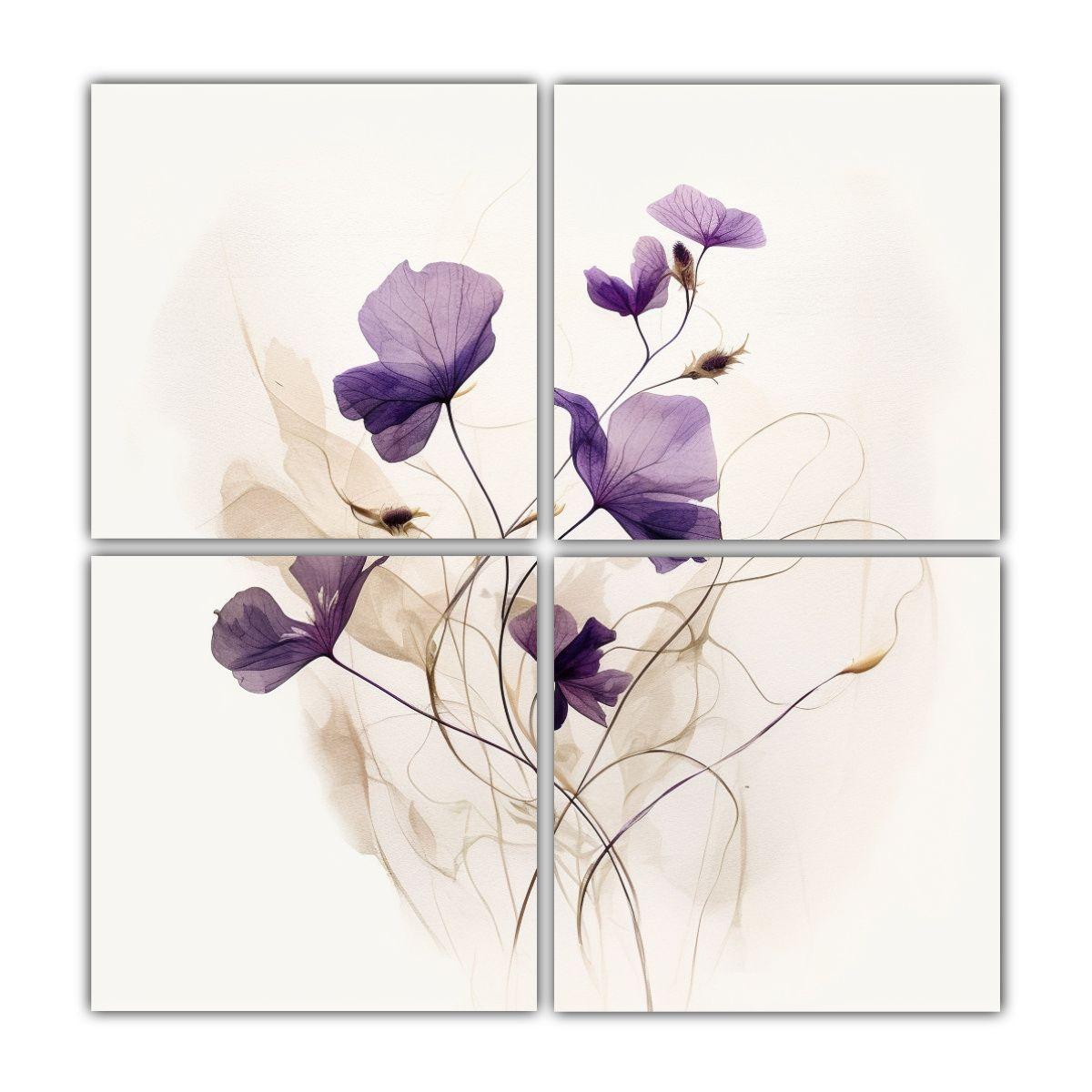 Set De 4 Lienzos Estilo Galería Con Figuras 160x160 Cm-0