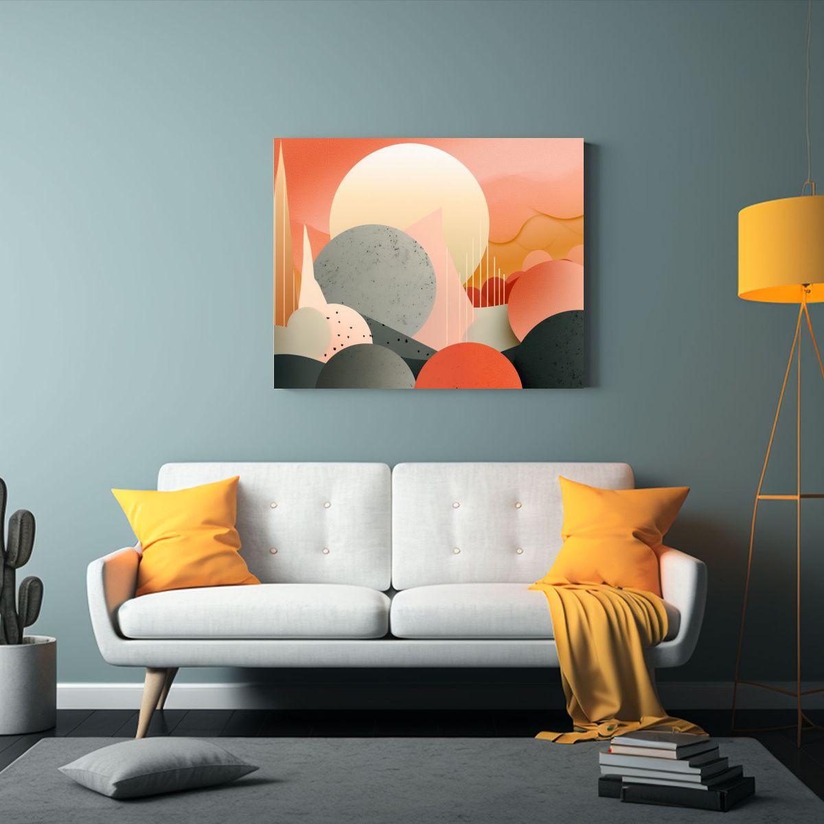 Cuadro Moderno Con Figuras Naturales: Collage Estilizado En  65x50cm-2