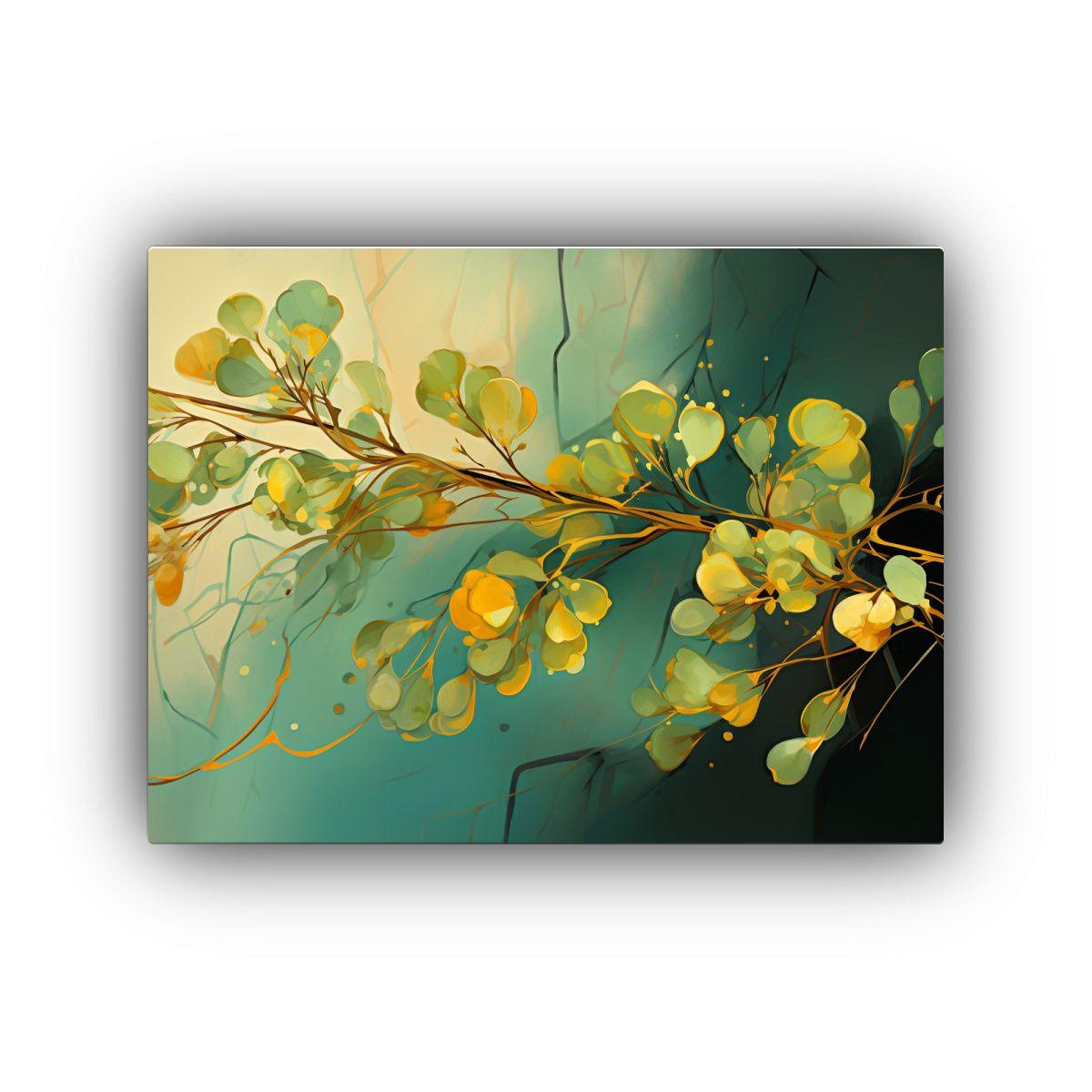 Cuadro Moderno De Fantasía: Árbol De Eucalipto En Tonos Ve 30x20cm-0