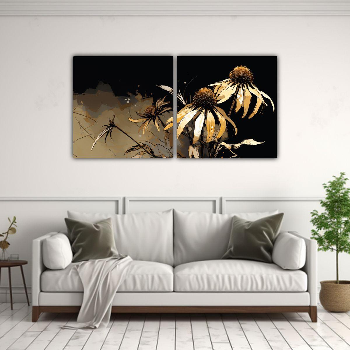 Dos Cuadros Cuadro Belleza Natural En Tonos 160x80 Cm-2