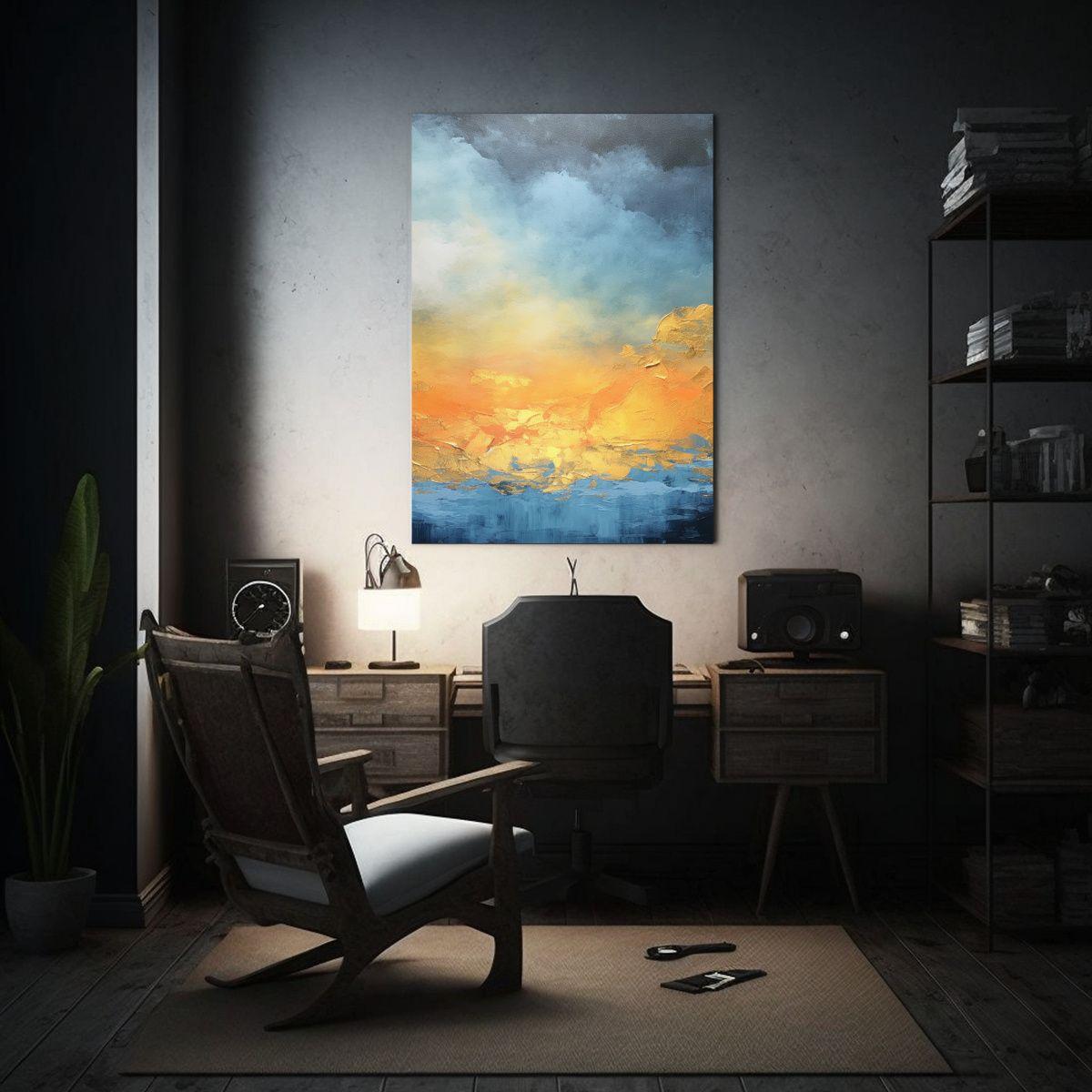 Cuadro Abstracto Amanecer Líneas Finas Vidrio 50x75cm-2