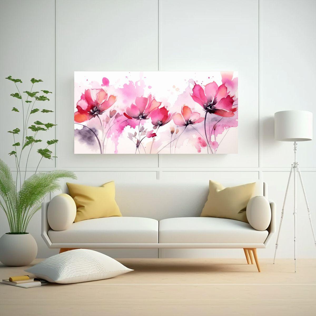Pinturas De Pared Con Flores Rosas En Estilo 40x20cm-2