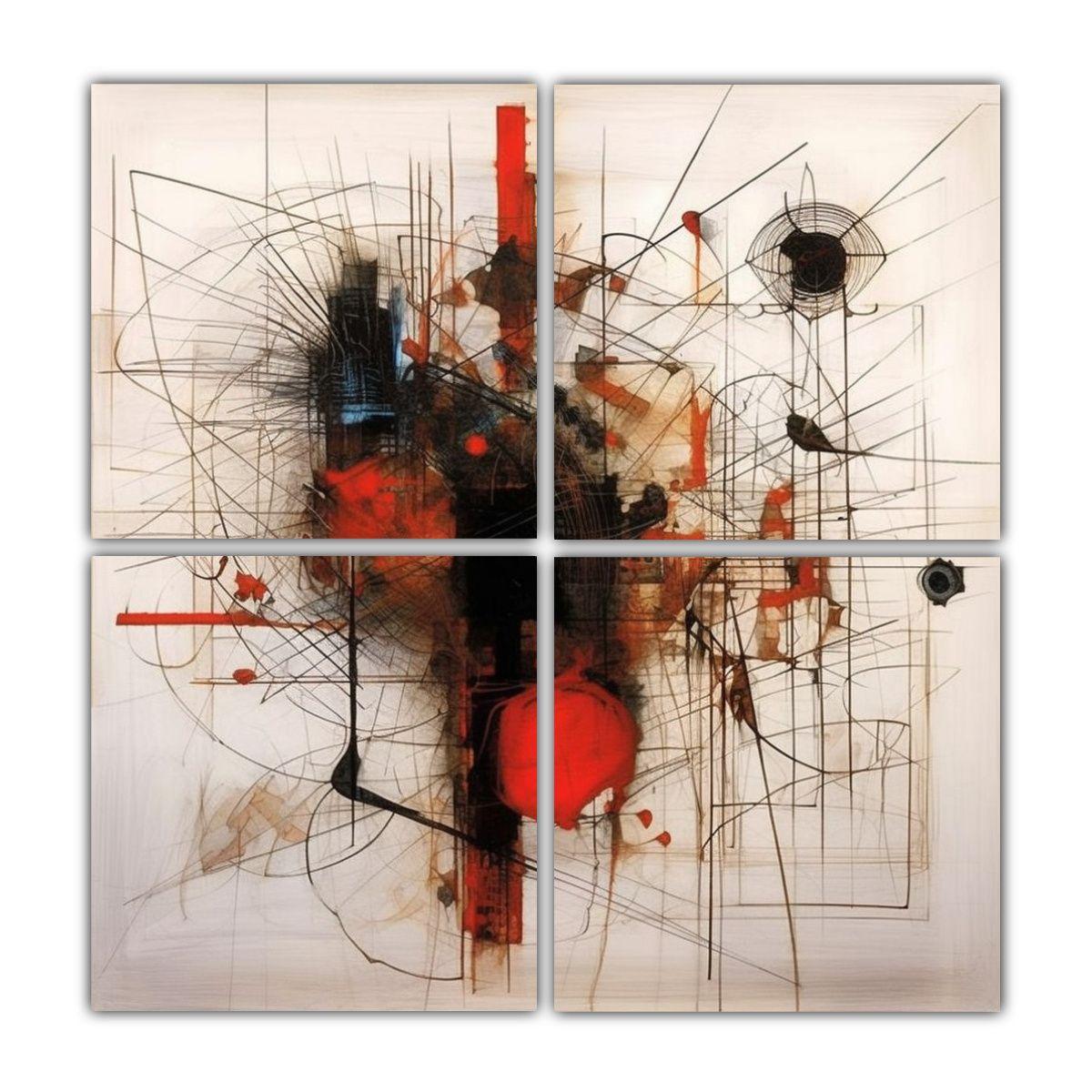 Cuadro Abstracto Con Línea Roja Y Protagonismo. 40x40 Cm-0