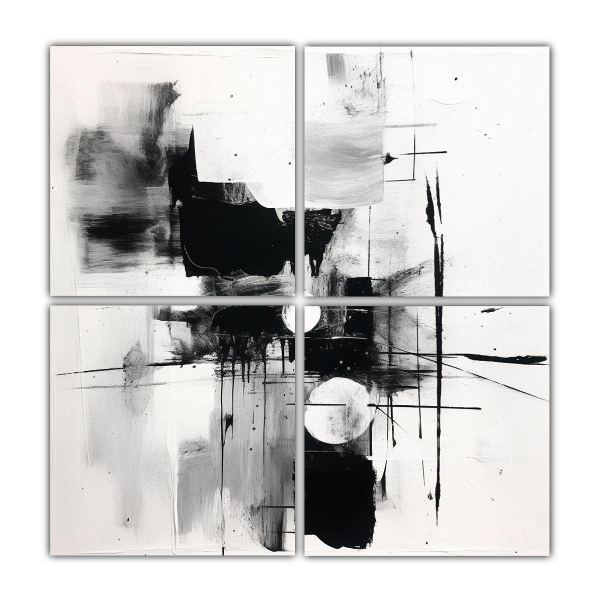 Pintura Abstracta En Blanco Y Negro Para 180x180 Cm-0