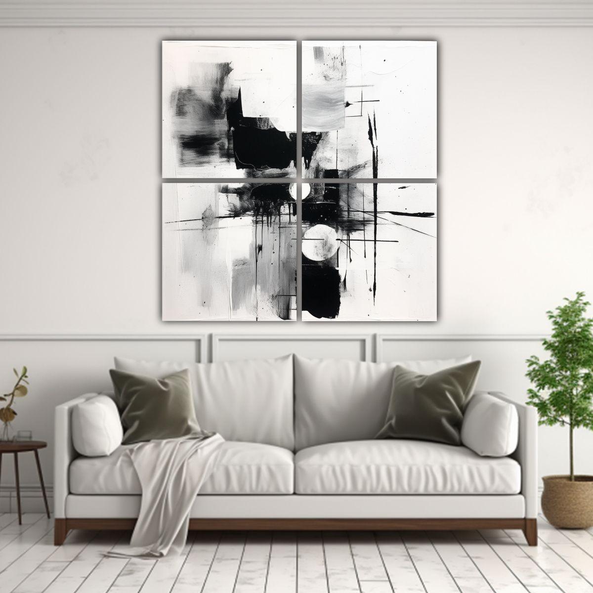 Pintura Abstracta En Blanco Y Negro Para 180x180 Cm-2