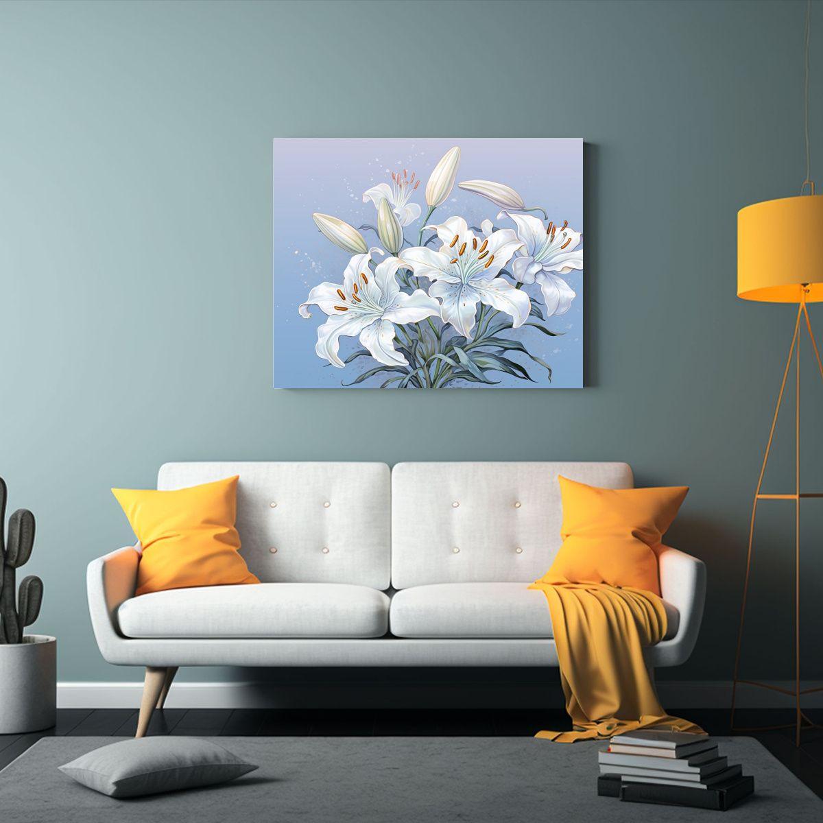 Cuadro De Acuarela Con Fondo De Flores Para Decorar En Tema  50x40cm-2