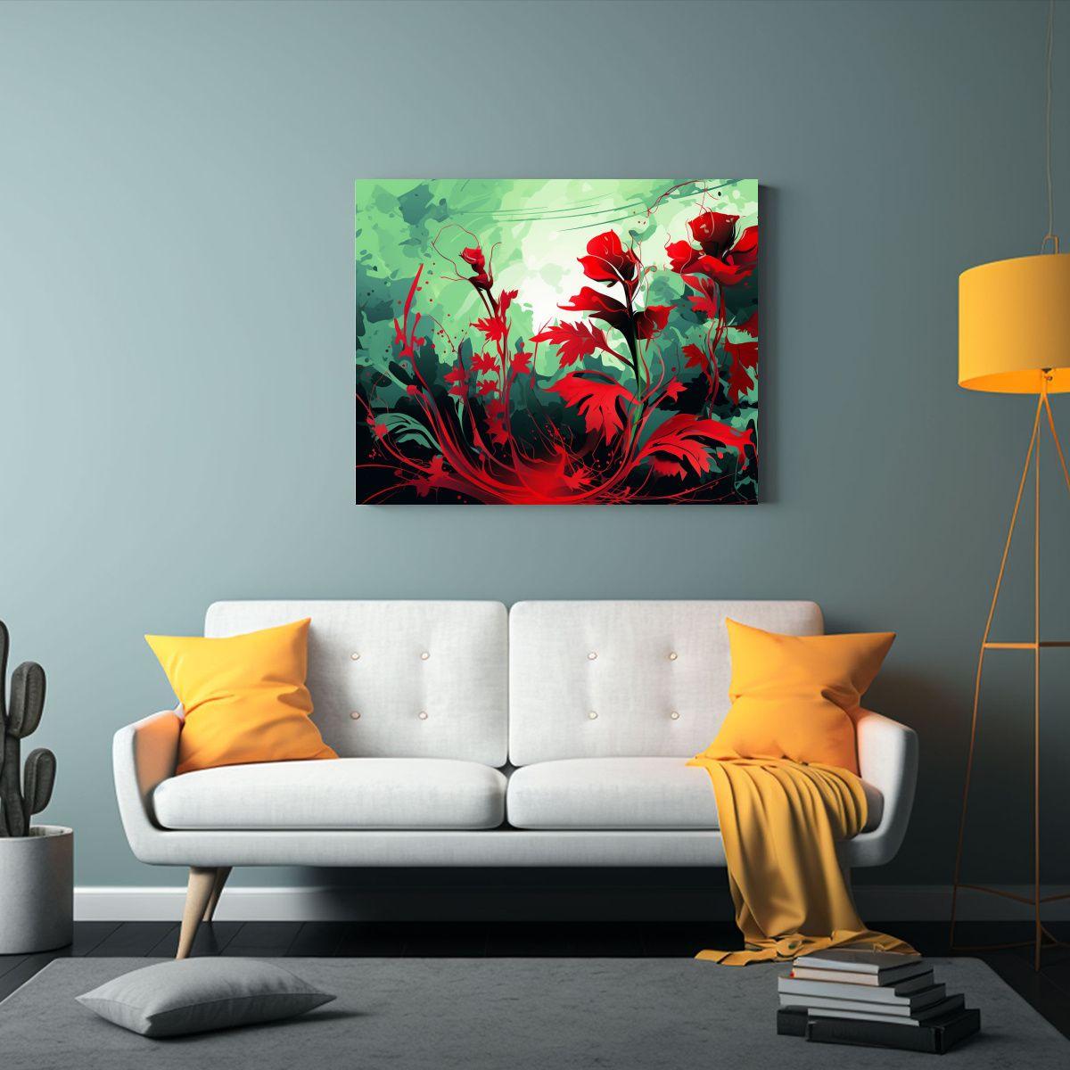 Cuadros Decorativos De Hierbas En Verde Y Rojo: Inspiración 65x50cm-2