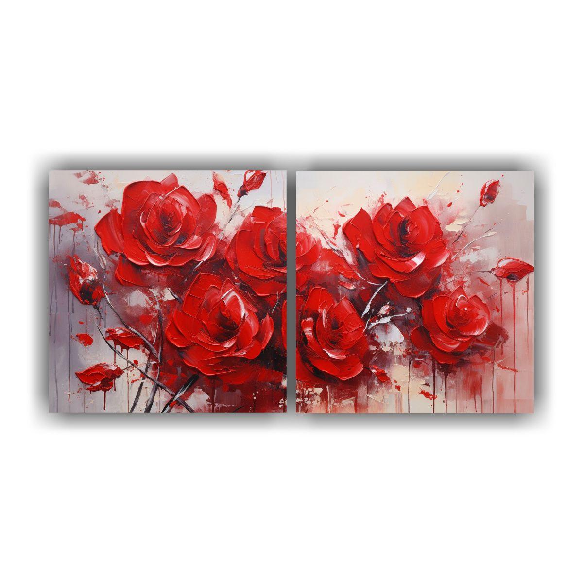 Pintura En Lienzo Estilo Espectacular De Rosas 140x70 Cm-0
