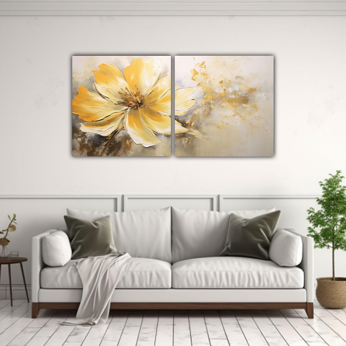 Cuadros Flor Amarilla Con Impacto Visual En Lienzo 60x30 Cm-2