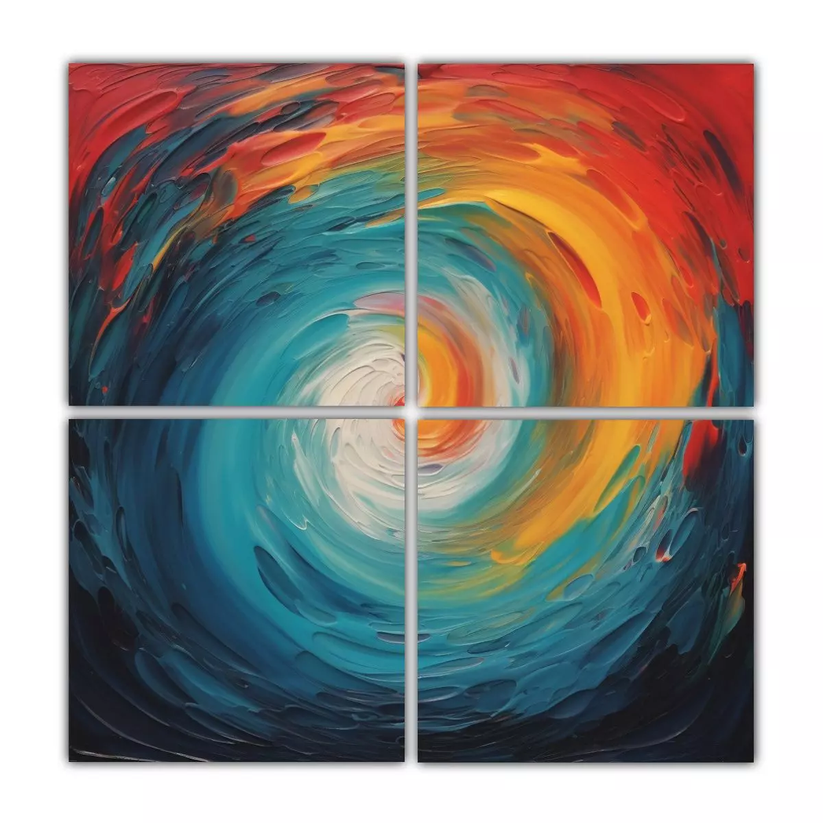 Cuadro Impreso Elegante En Azul Verde Naranja 180x180 Cm-0