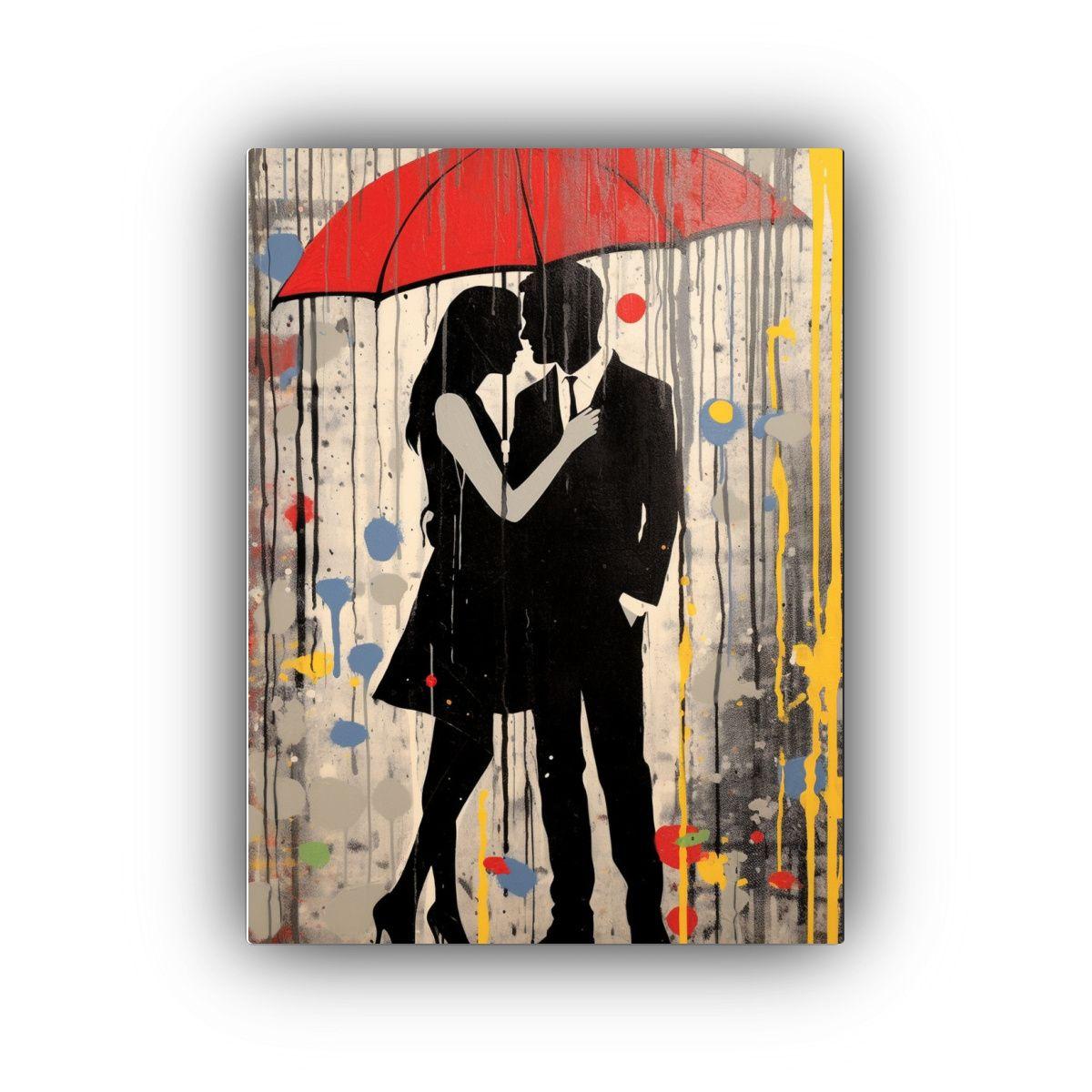 Pareja En La Lluvia Por Loui Jover, Enfoque 60x90 Cm-0